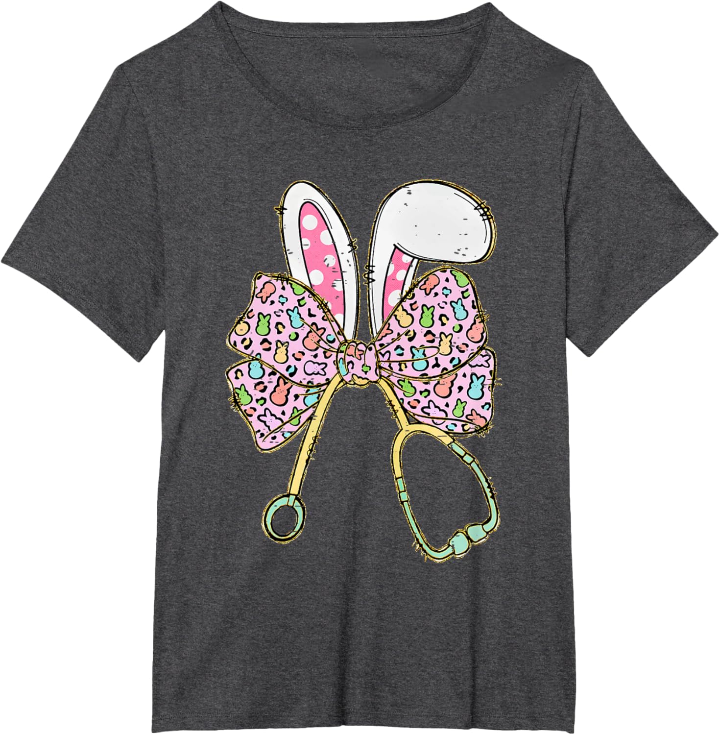 Easter Bunny Nurse Coquette Bow Stethoscope Nurse Easter Day T-Shirt