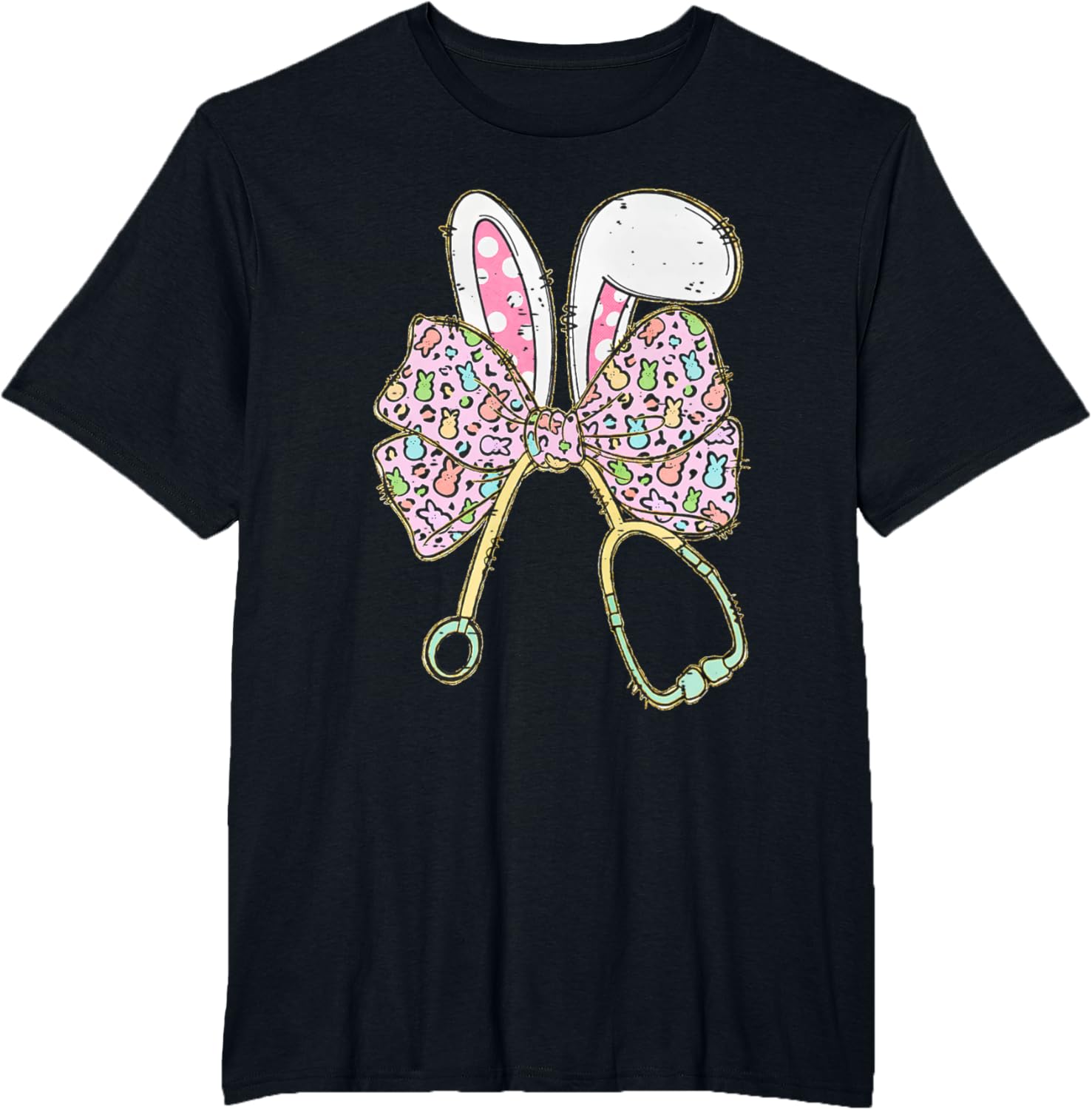 Easter Bunny Nurse Coquette Bow Stethoscope Nurse Easter Day T-Shirt