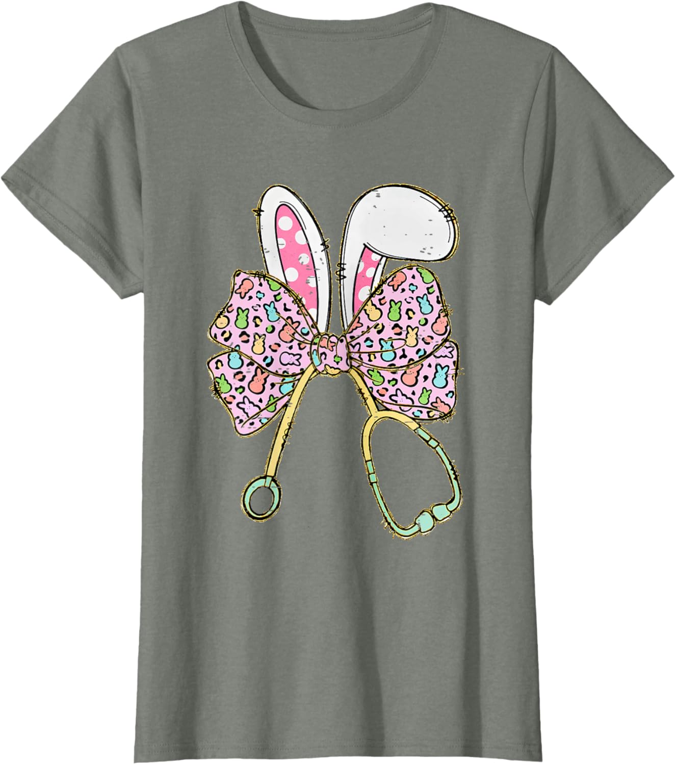 Easter Bunny Nurse Coquette Bow Stethoscope Nurse Easter Day T-Shirt