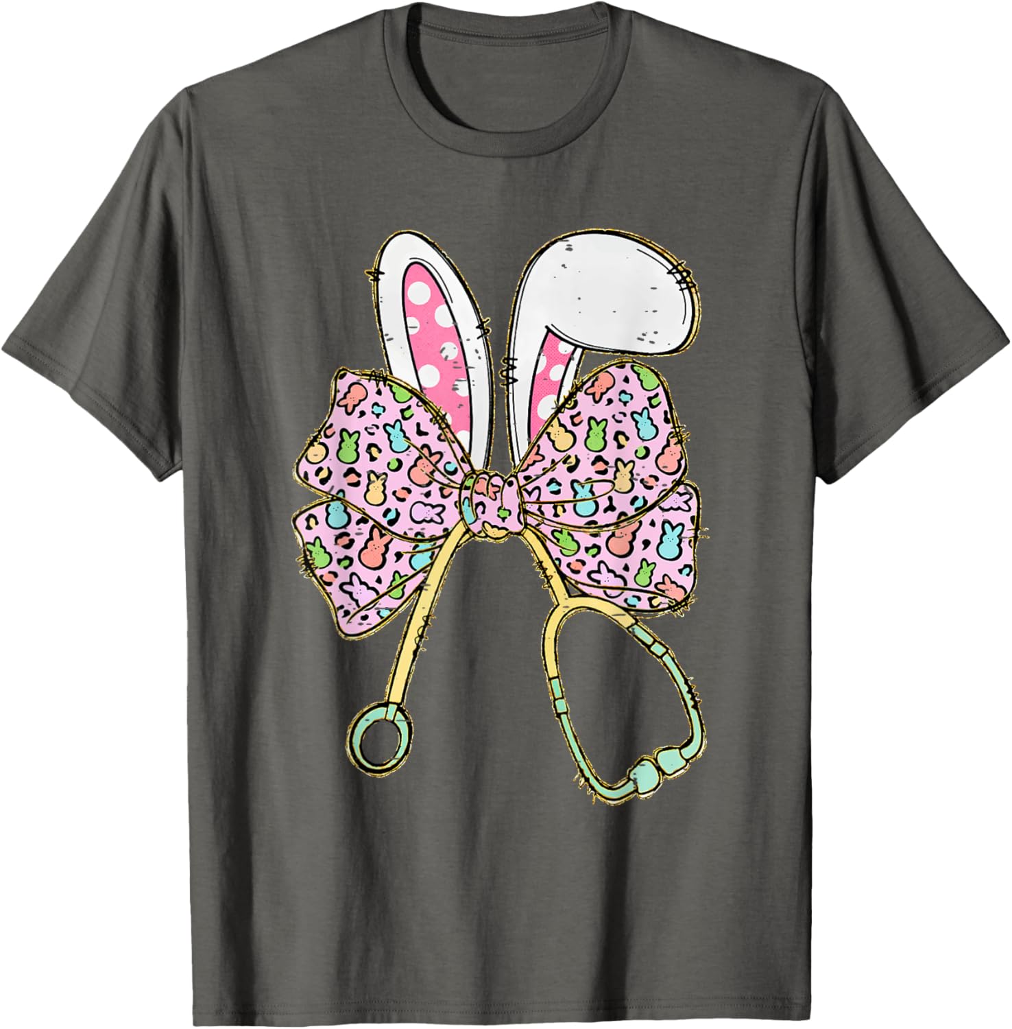 Easter Bunny Nurse Coquette Bow Stethoscope Nurse Easter Day T-Shirt