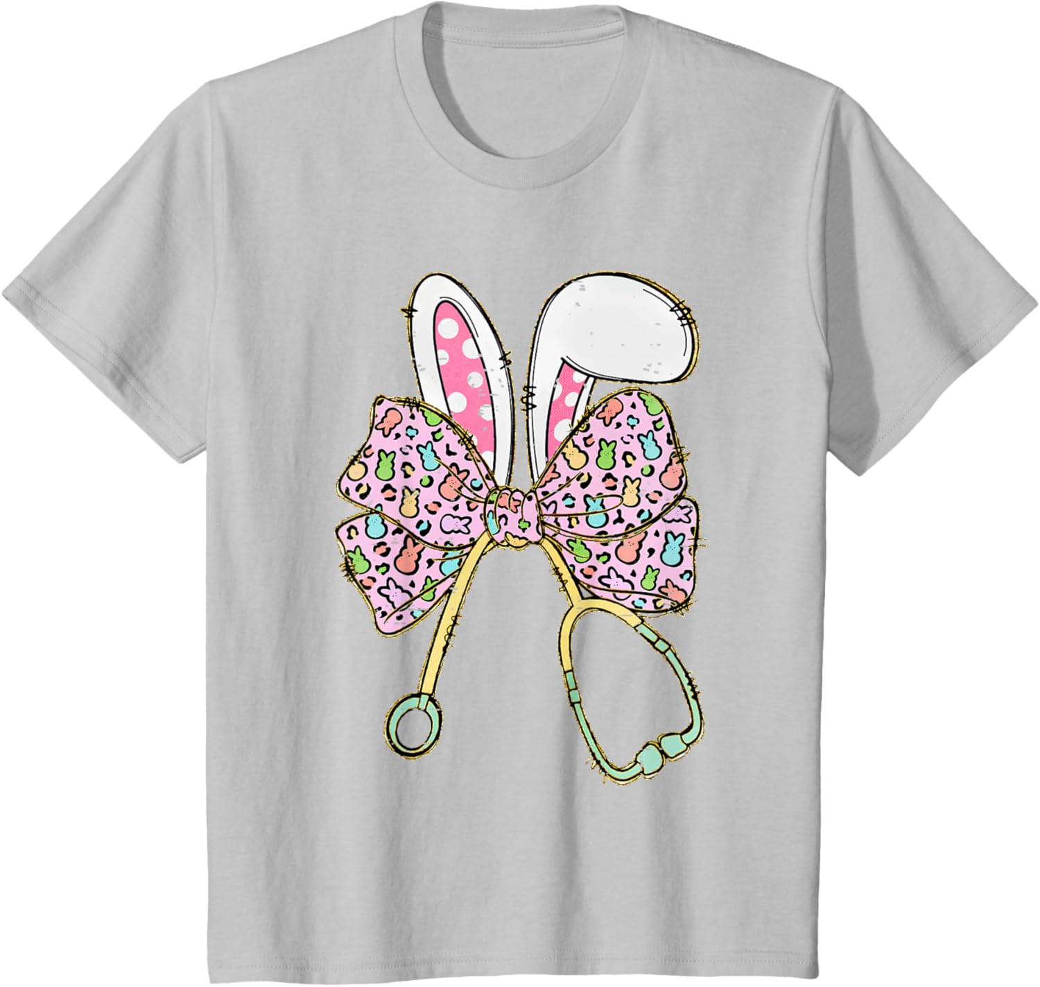 Easter Bunny Nurse Coquette Bow Stethoscope Nurse Easter Day T-Shirt