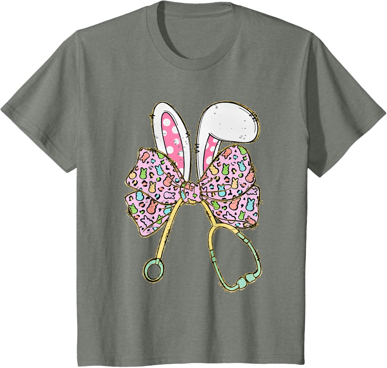 Easter Bunny Nurse Coquette Bow Stethoscope Nurse Easter Day T-Shirt