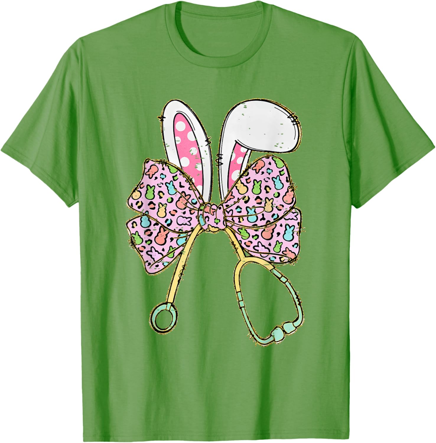 Easter Bunny Nurse Coquette Bow Stethoscope Nurse Easter Day T-Shirt