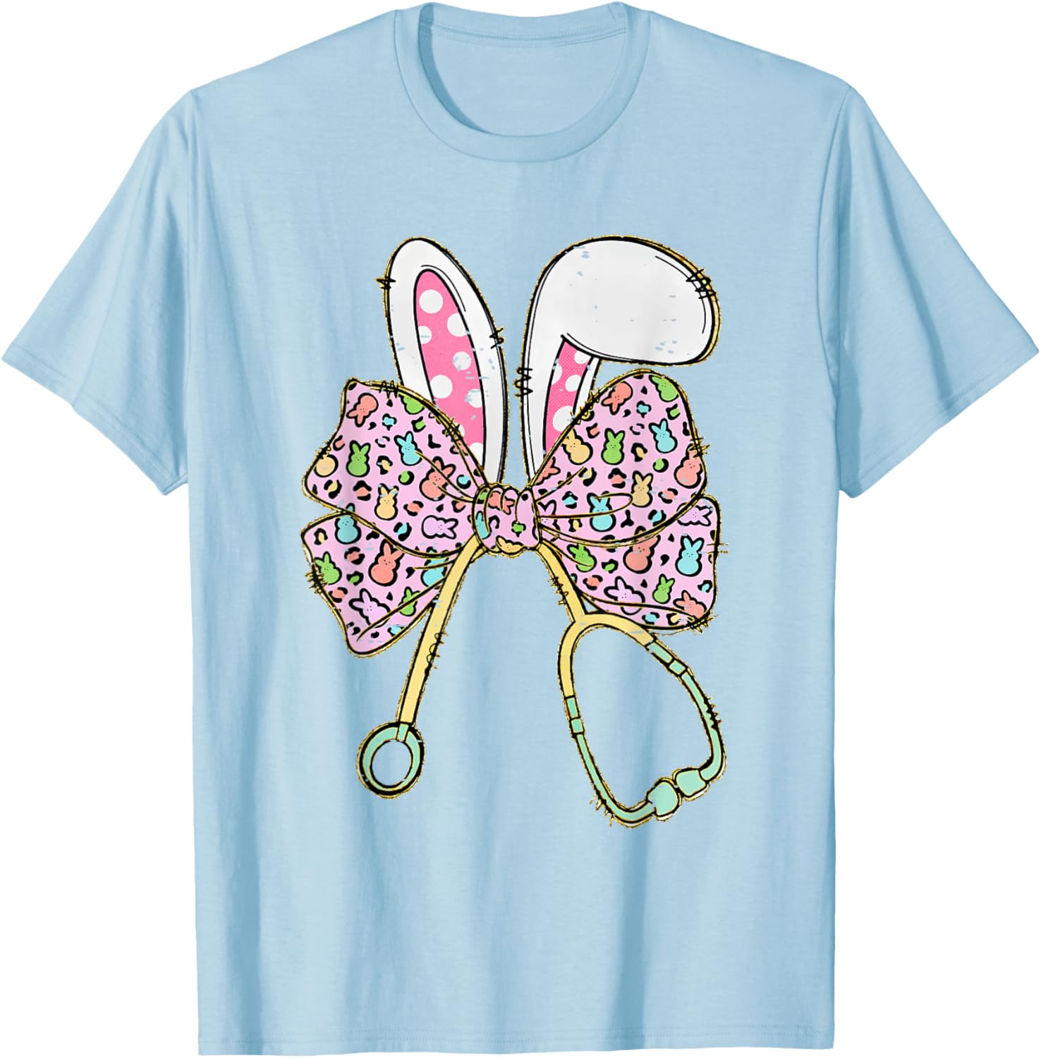 Easter Bunny Nurse Coquette Bow Stethoscope Nurse Easter Day T-Shirt