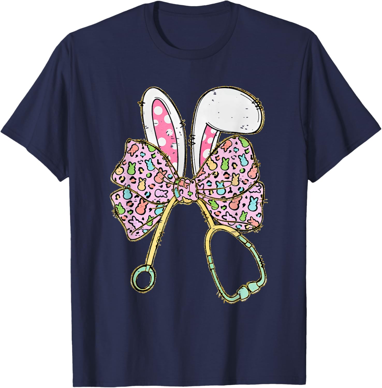 Easter Bunny Nurse Coquette Bow Stethoscope Nurse Easter Day T-Shirt