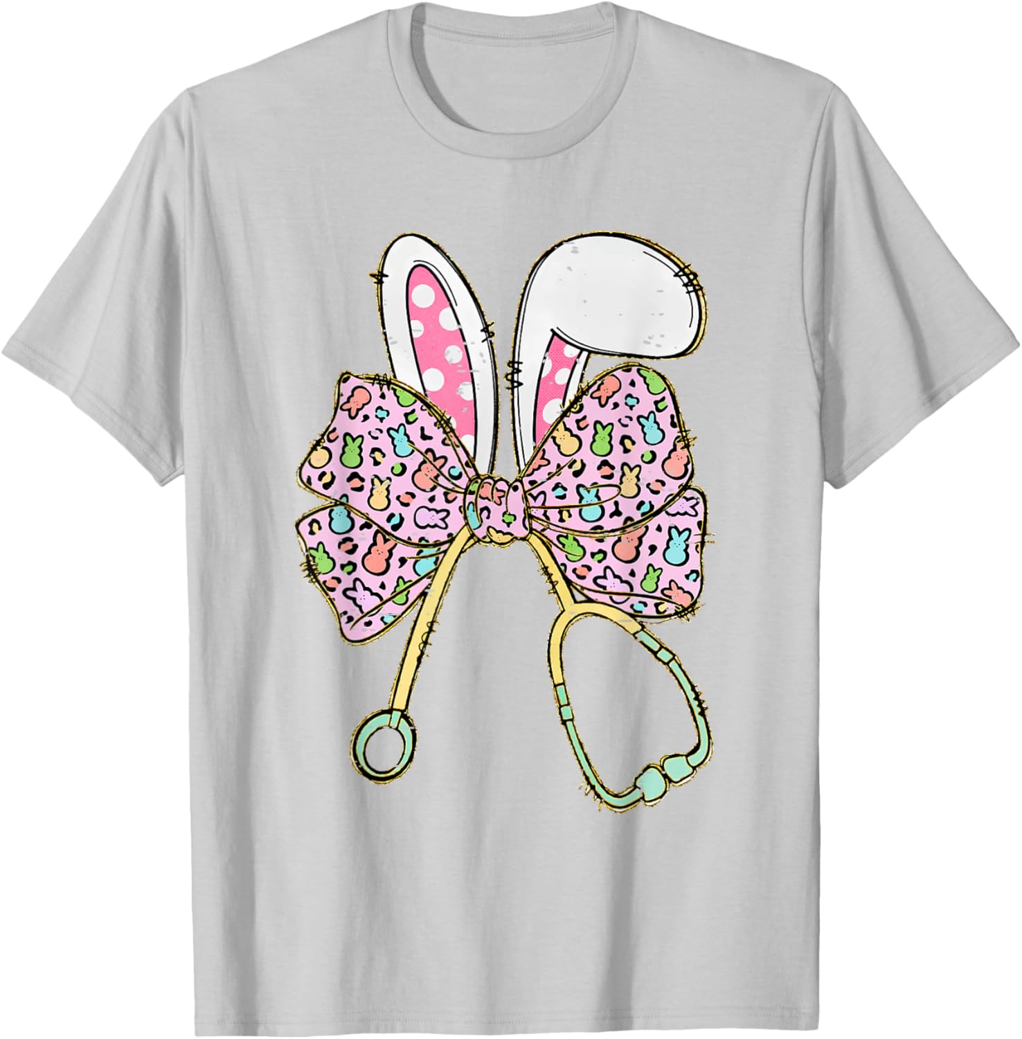 Easter Bunny Nurse Coquette Bow Stethoscope Nurse Easter Day T-Shirt