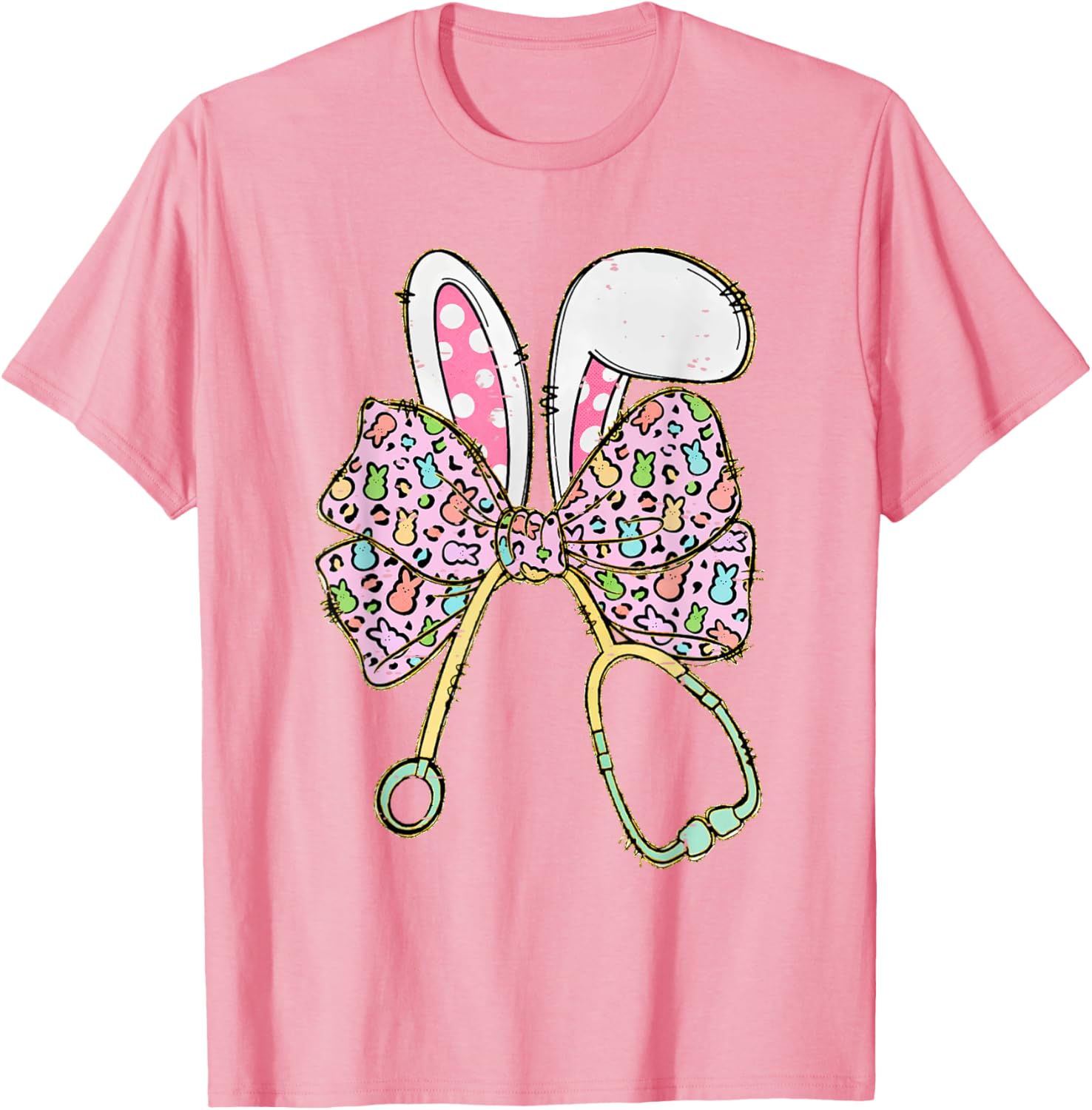 Easter Bunny Nurse Coquette Bow Stethoscope Nurse Easter Day T-Shirt