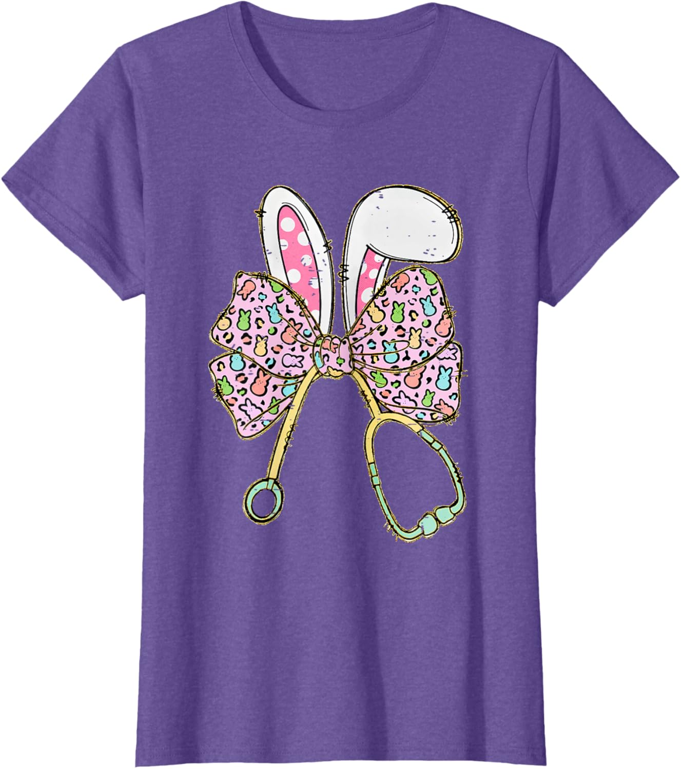 Easter Bunny Nurse Coquette Bow Stethoscope Nurse Easter Day T-Shirt