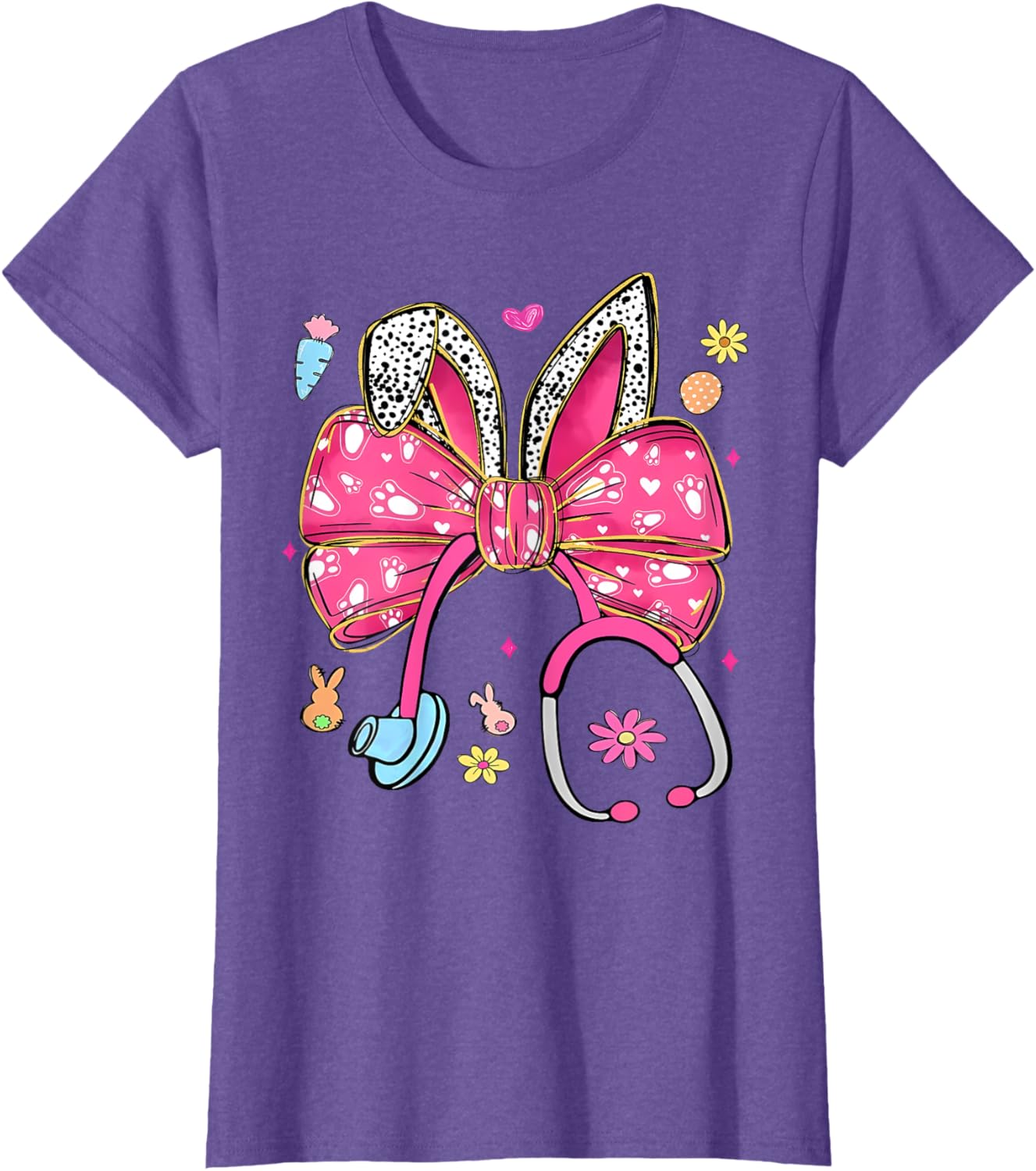 Easter Bunny Nurse Coquette Bow Stethoscope Nurse Easter Day T-Shirt