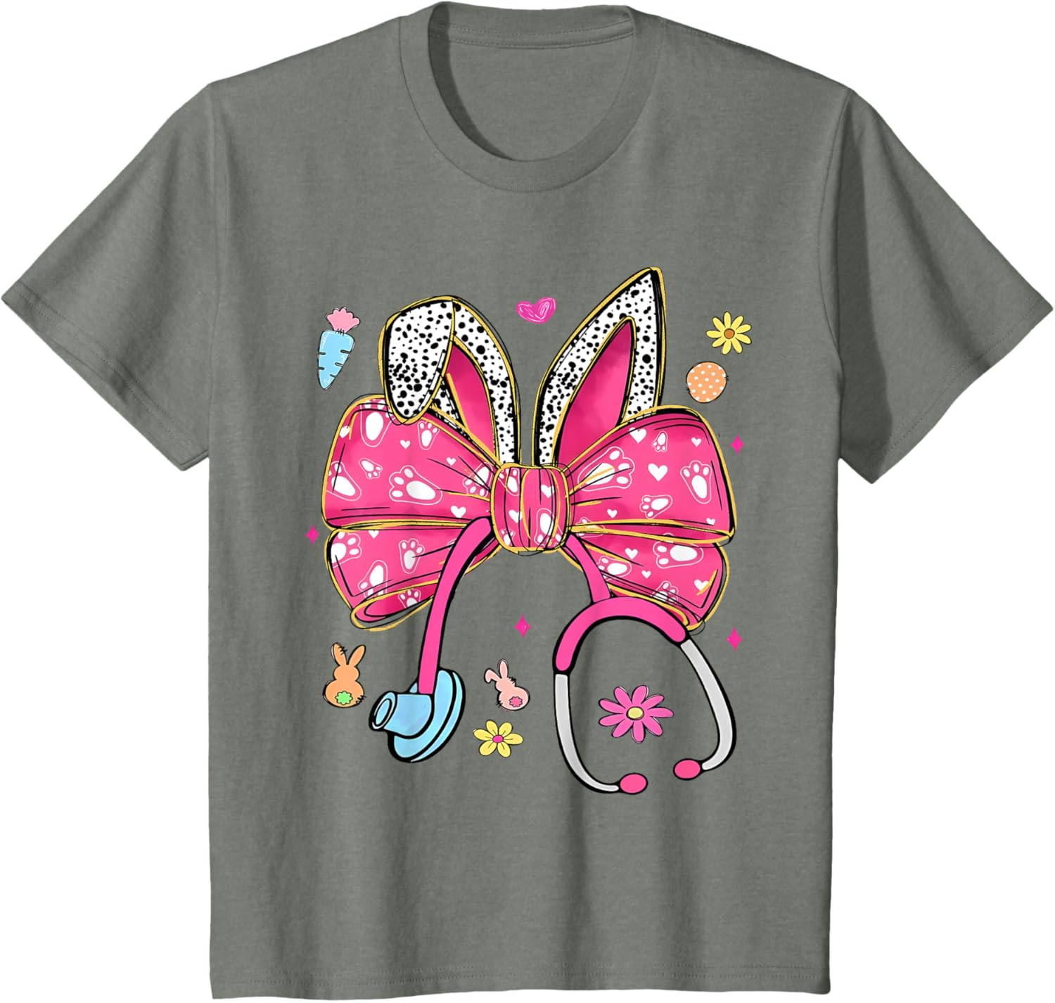 Easter Bunny Nurse Coquette Bow Stethoscope Nurse Easter Day T-Shirt