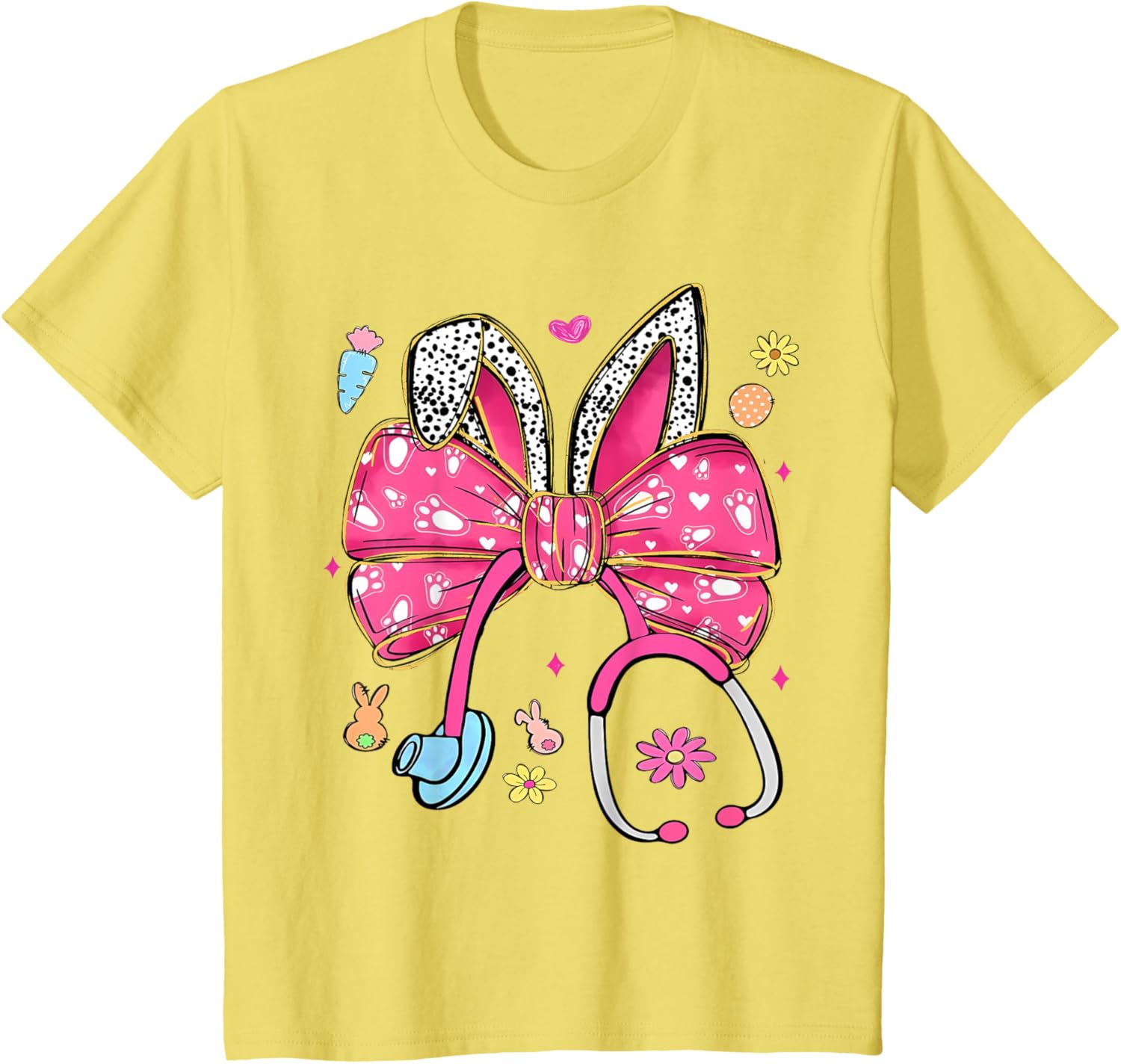 Easter Bunny Nurse Coquette Bow Stethoscope Nurse Easter Day T-Shirt