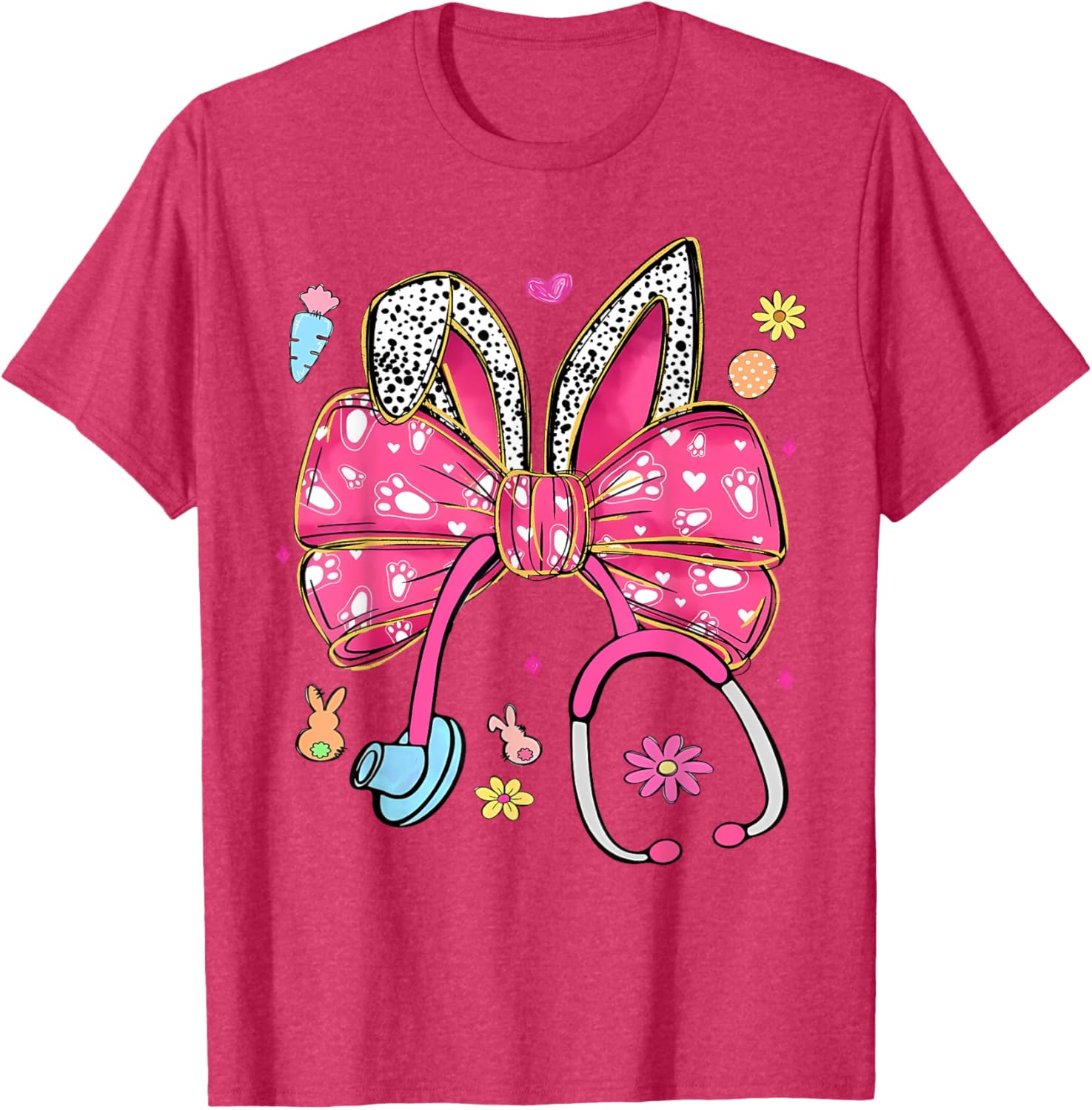 Easter Bunny Nurse Coquette Bow Stethoscope Nurse Easter Day T-Shirt