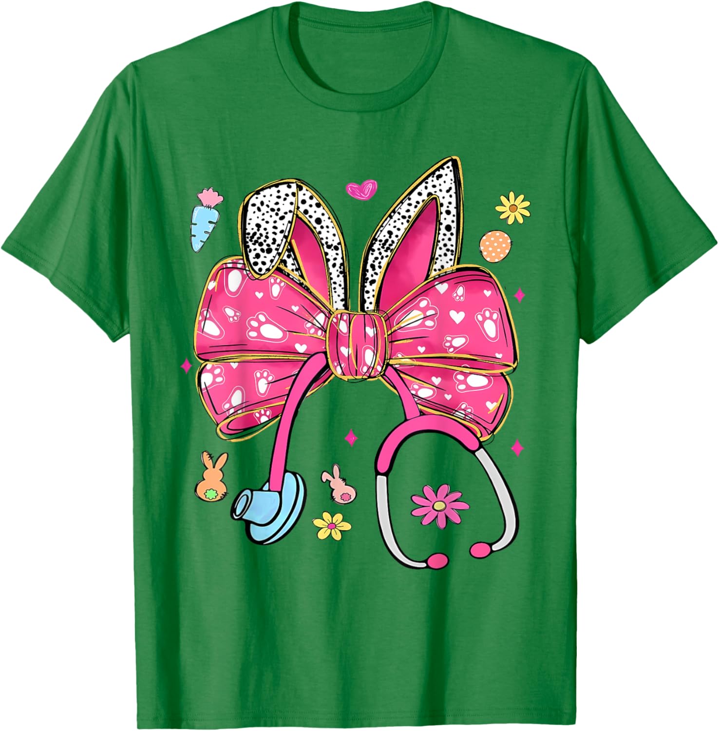 Easter Bunny Nurse Coquette Bow Stethoscope Nurse Easter Day T-Shirt