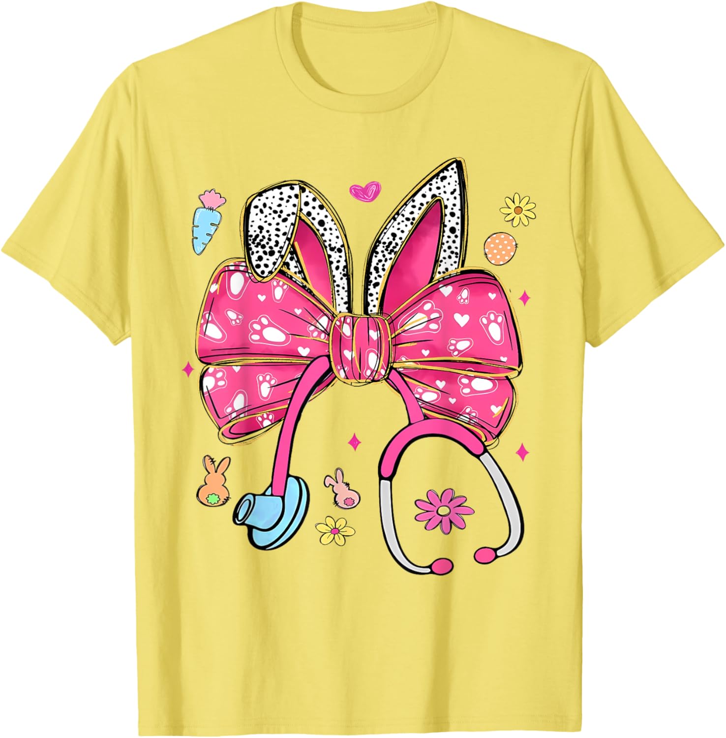 Easter Bunny Nurse Coquette Bow Stethoscope Nurse Easter Day T-Shirt