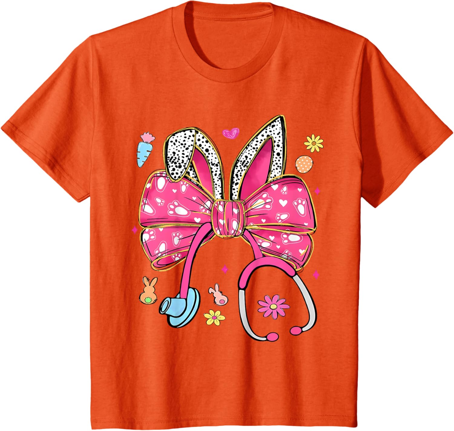 Easter Bunny Nurse Coquette Bow Stethoscope Nurse Easter Day T-Shirt