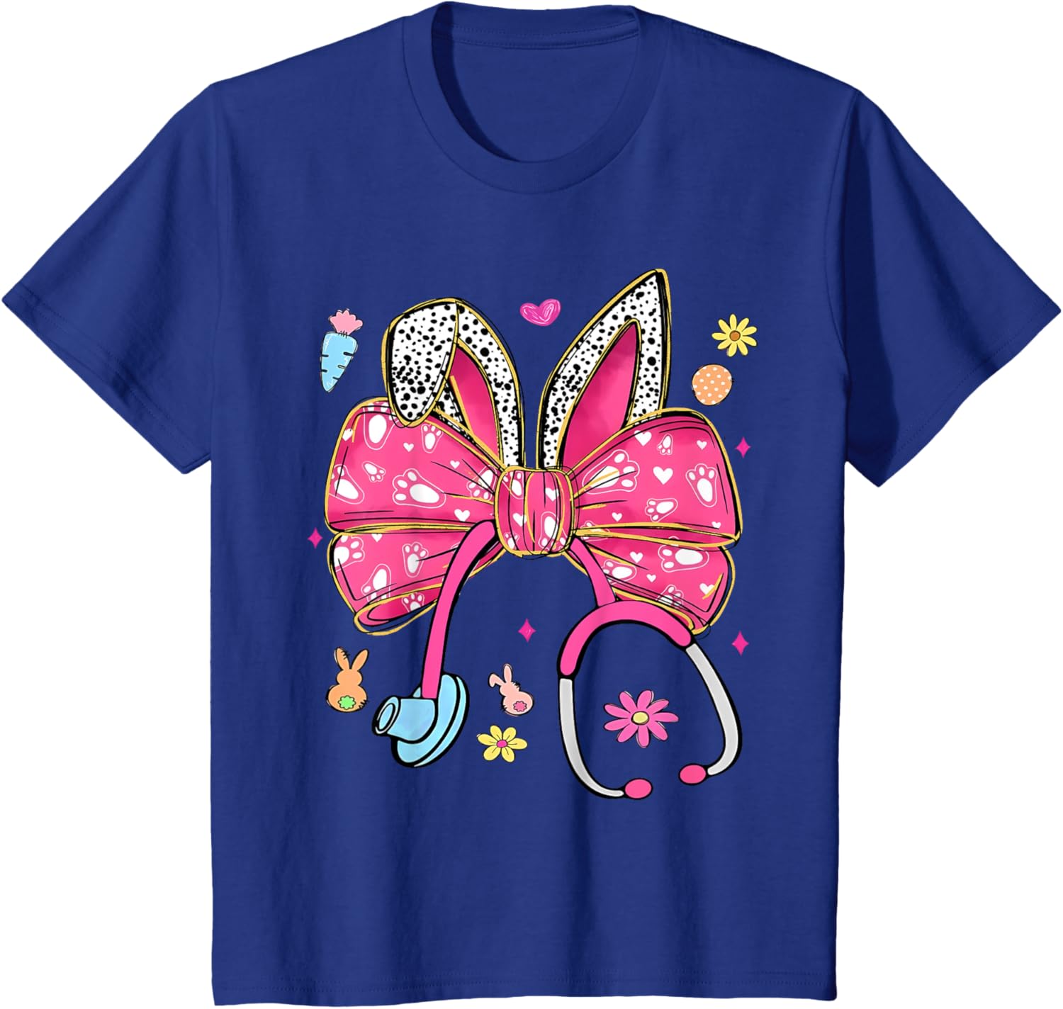 Easter Bunny Nurse Coquette Bow Stethoscope Nurse Easter Day T-Shirt