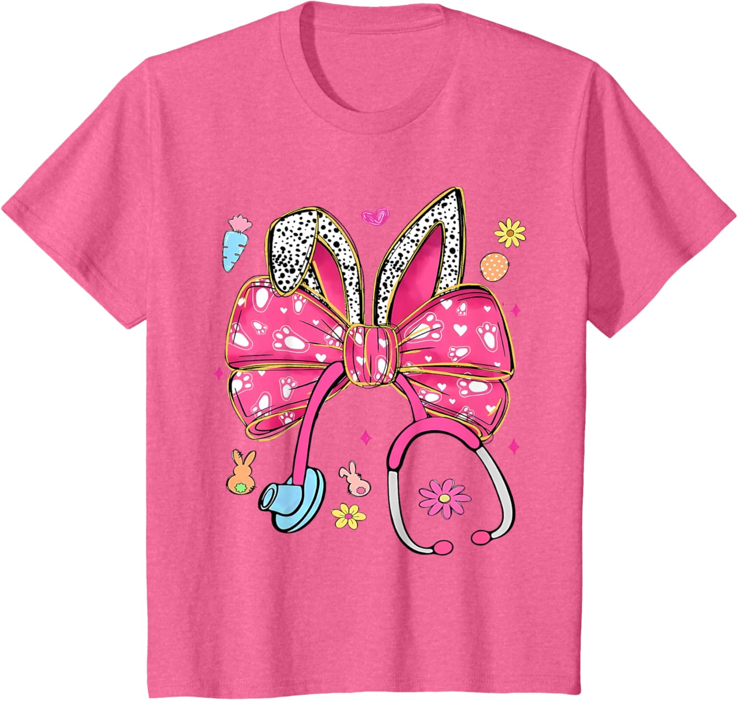 Easter Bunny Nurse Coquette Bow Stethoscope Nurse Easter Day T-Shirt