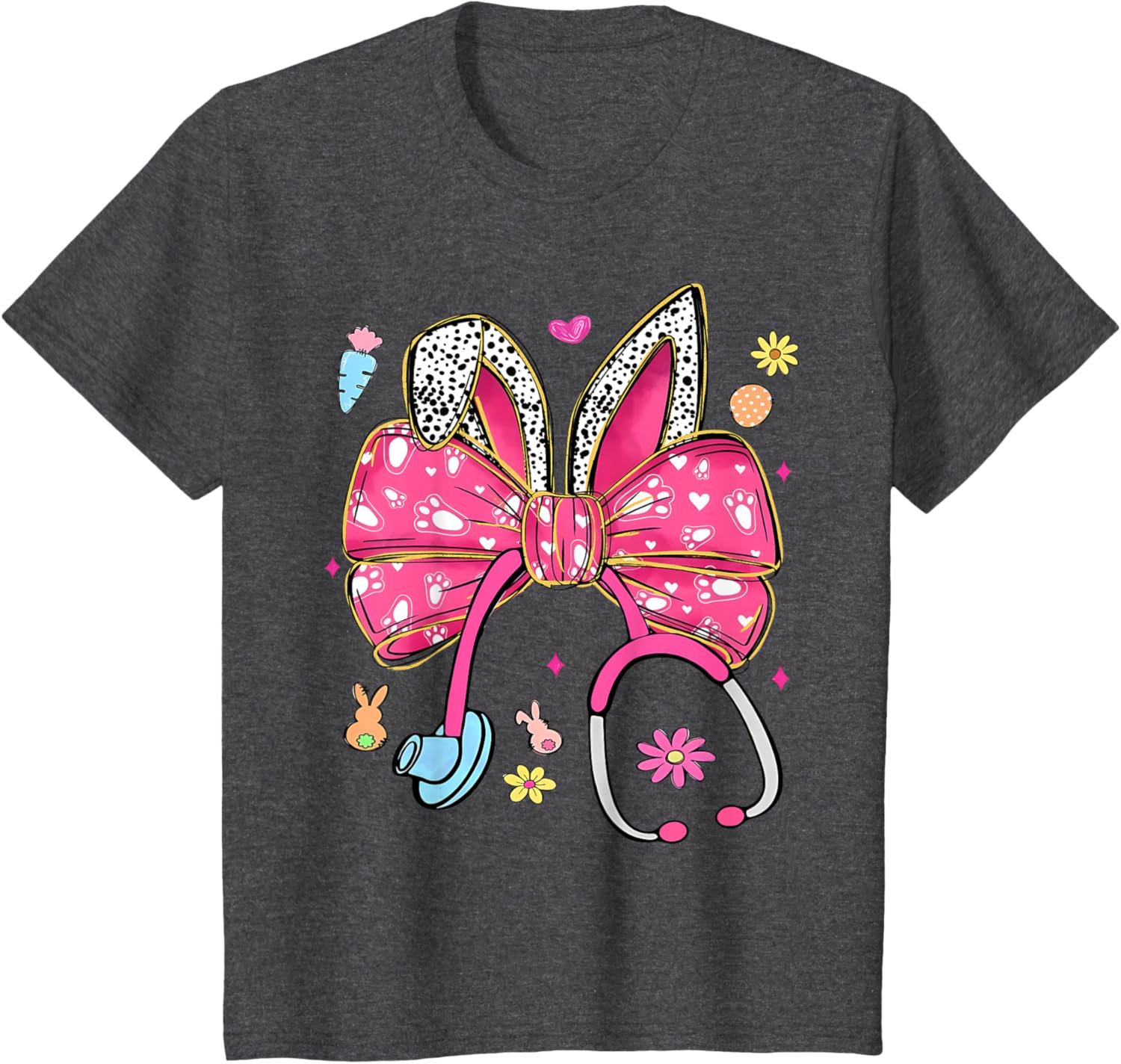 Easter Bunny Nurse Coquette Bow Stethoscope Nurse Easter Day T-Shirt