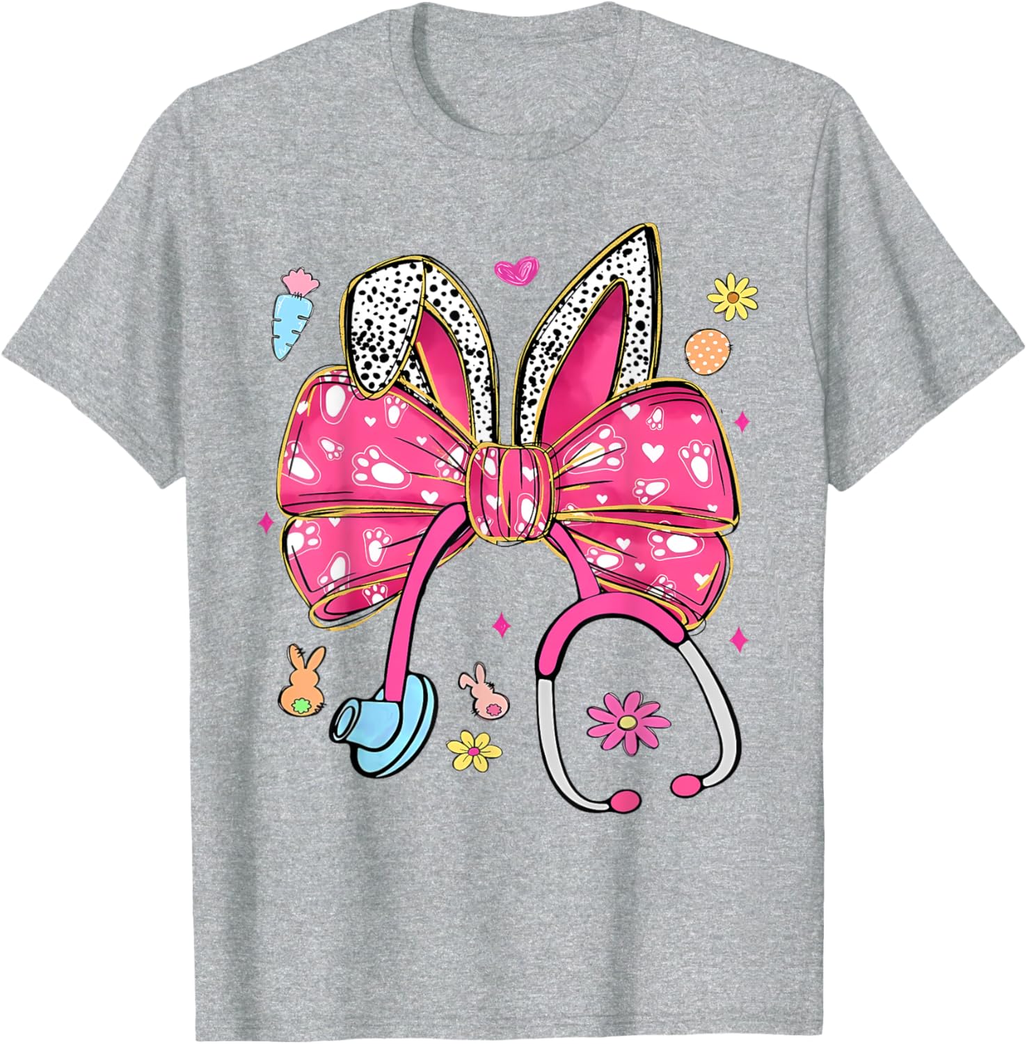 Easter Bunny Nurse Coquette Bow Stethoscope Nurse Easter Day T-Shirt