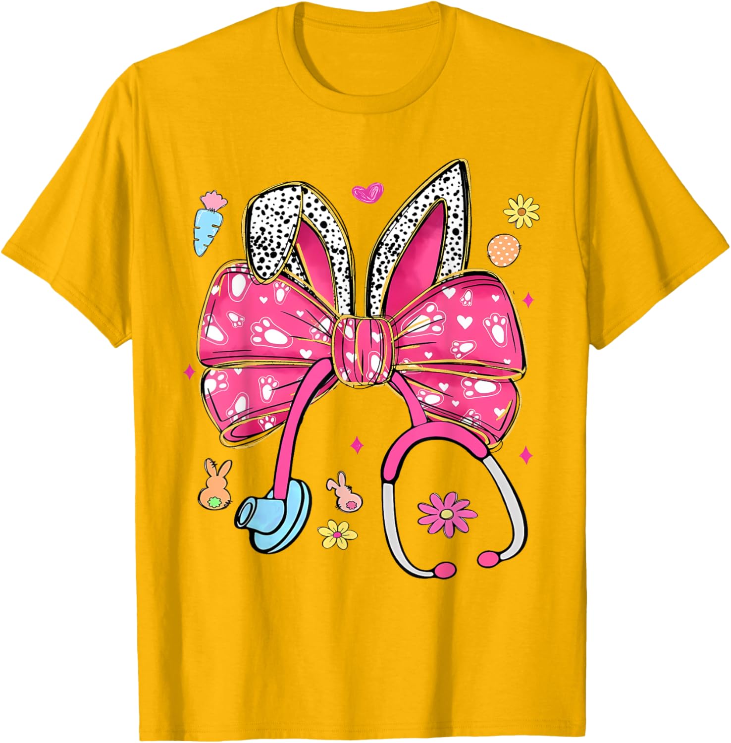 Easter Bunny Nurse Coquette Bow Stethoscope Nurse Easter Day T-Shirt