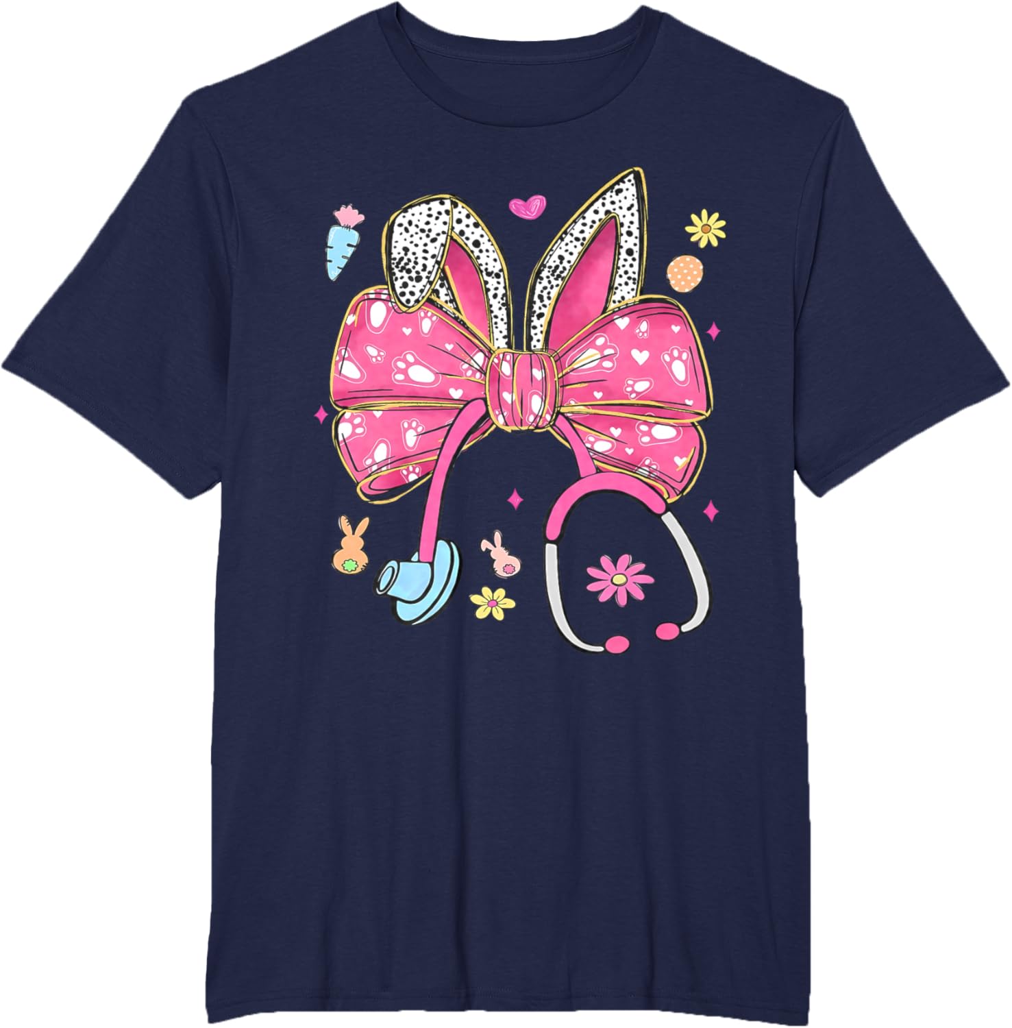 Easter Bunny Nurse Coquette Bow Stethoscope Nurse Easter Day T-Shirt