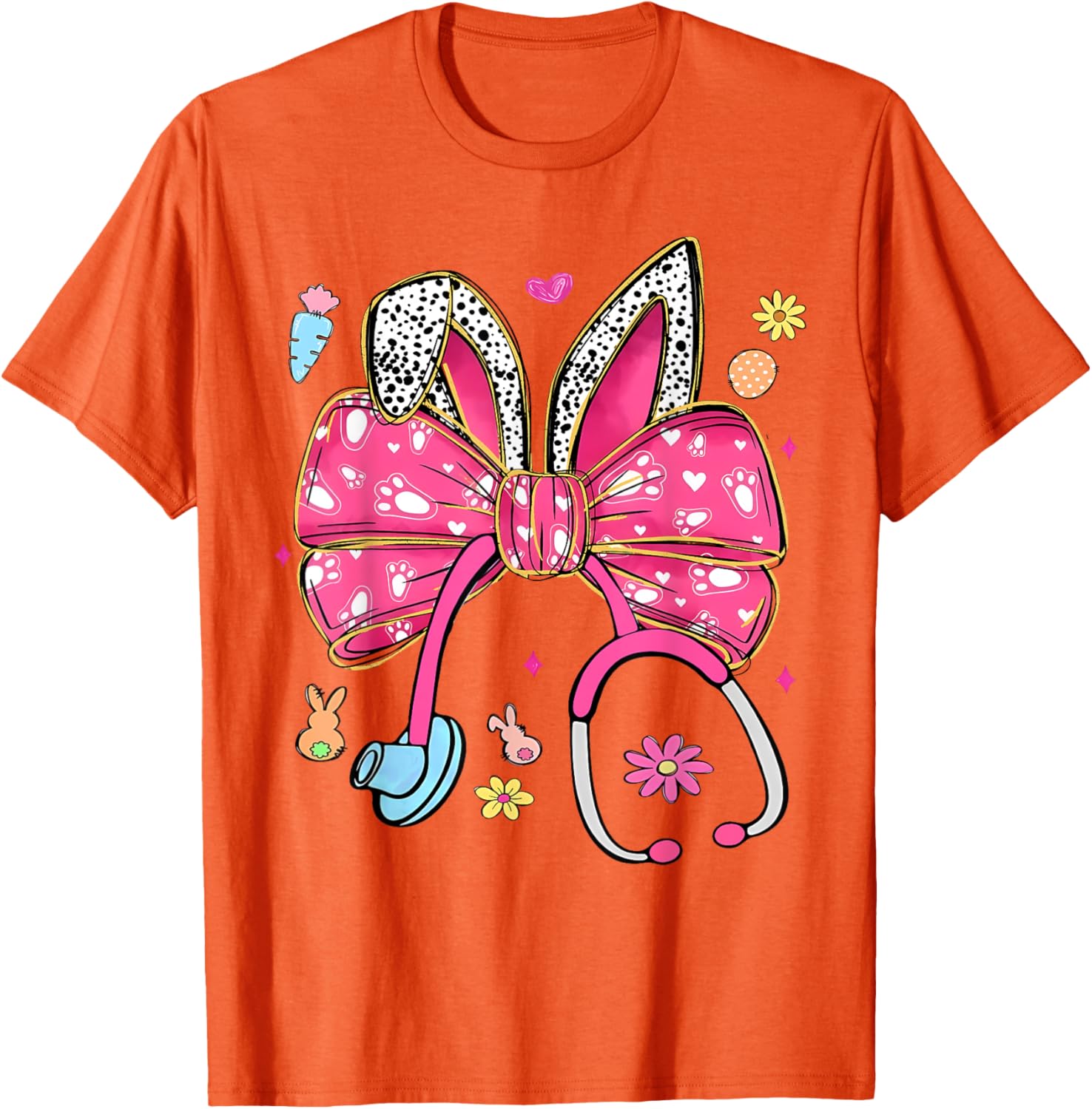 Easter Bunny Nurse Coquette Bow Stethoscope Nurse Easter Day T-Shirt