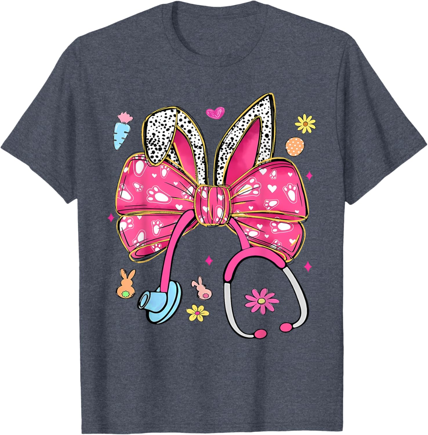 Easter Bunny Nurse Coquette Bow Stethoscope Nurse Easter Day T-Shirt