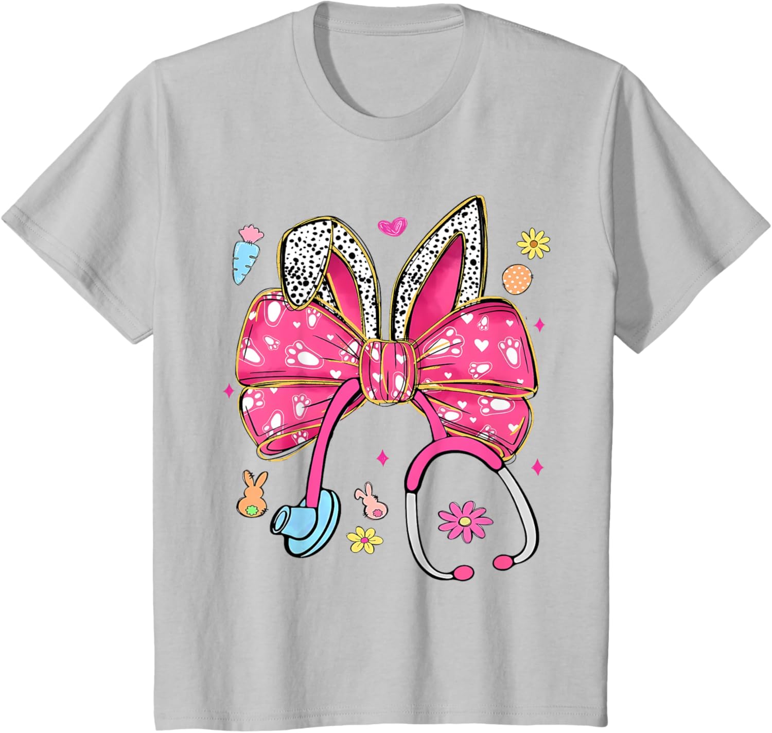 Easter Bunny Nurse Coquette Bow Stethoscope Nurse Easter Day T-Shirt