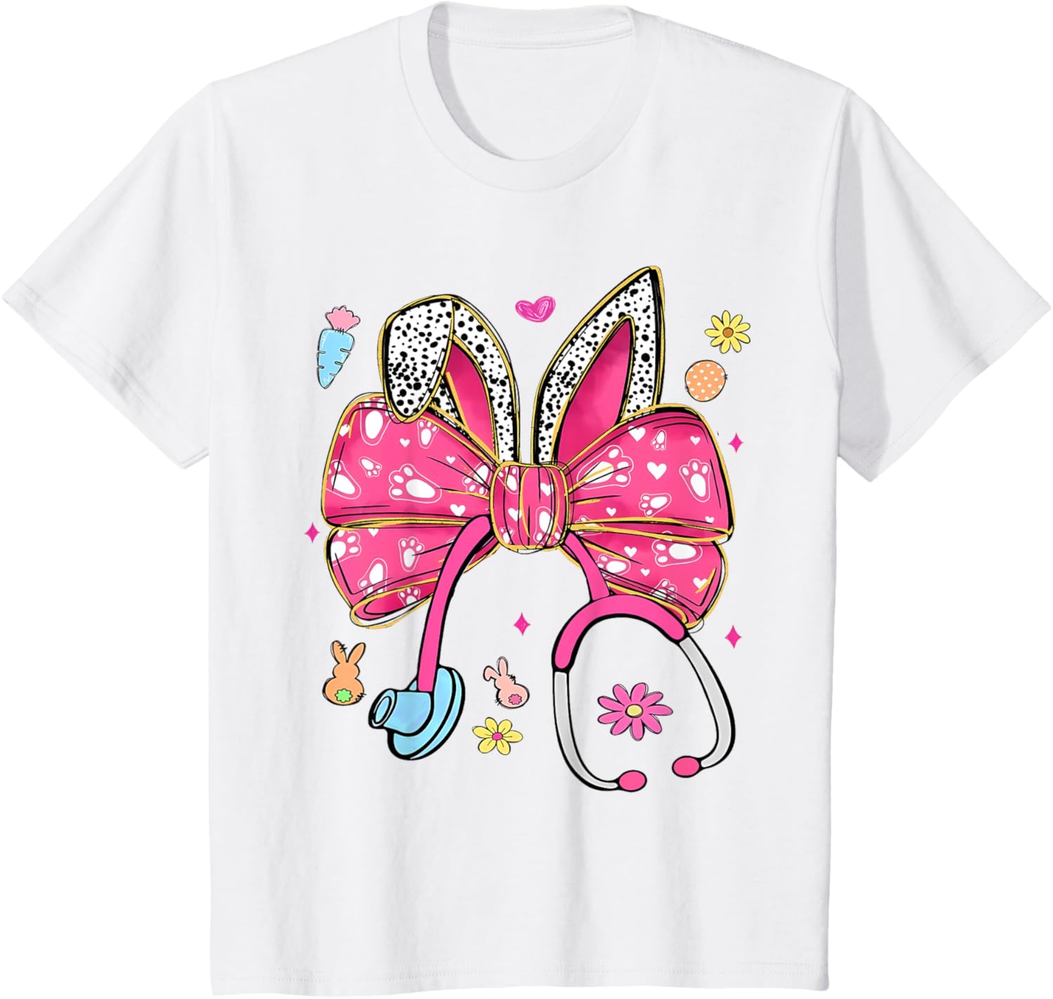 Easter Bunny Nurse Coquette Bow Stethoscope Nurse Easter Day T-Shirt