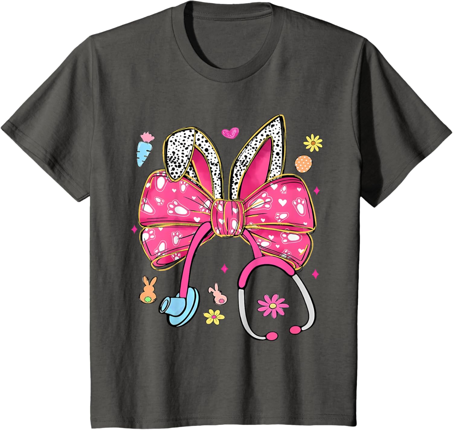 Easter Bunny Nurse Coquette Bow Stethoscope Nurse Easter Day T-Shirt