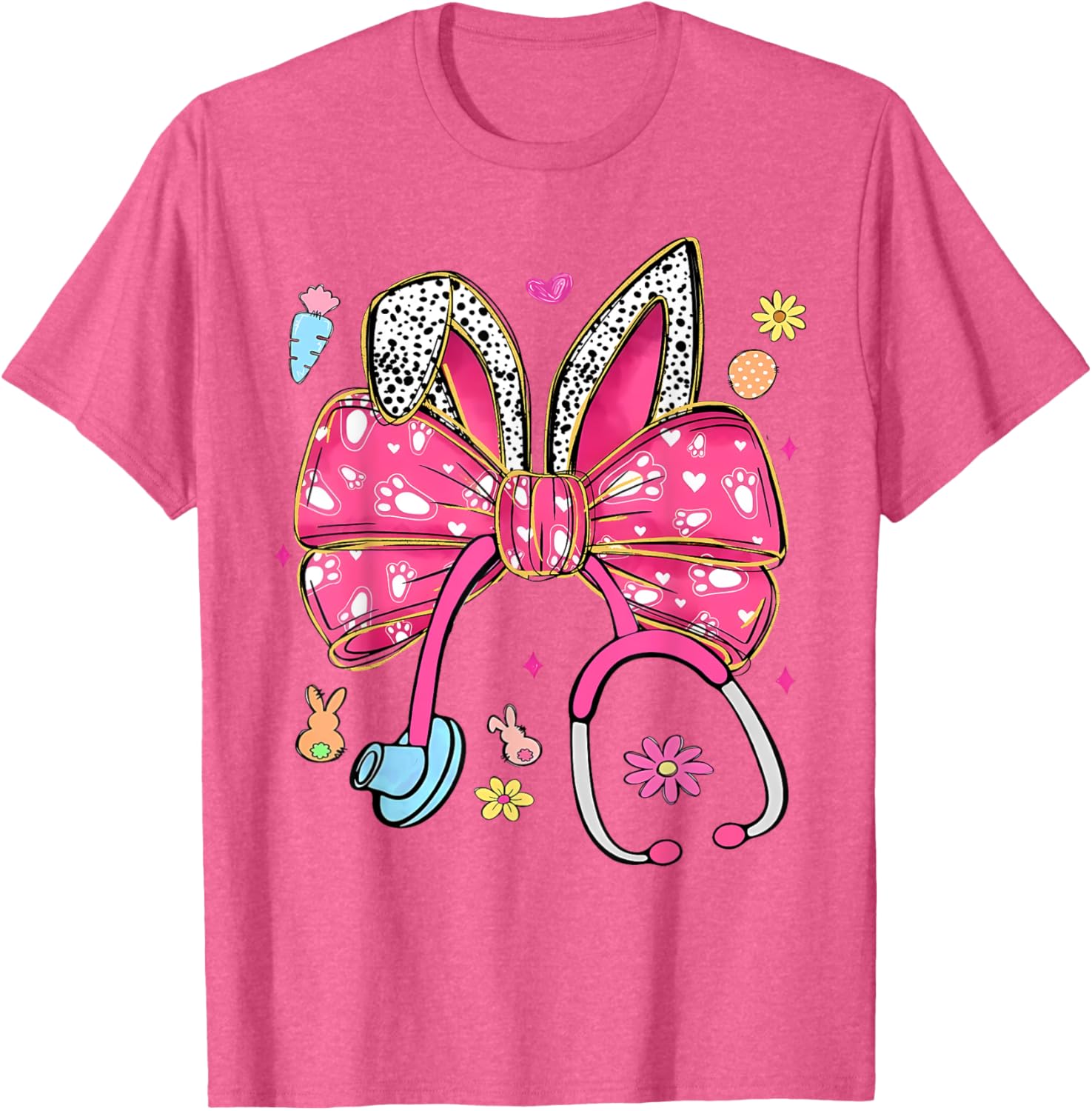 Easter Bunny Nurse Coquette Bow Stethoscope Nurse Easter Day T-Shirt