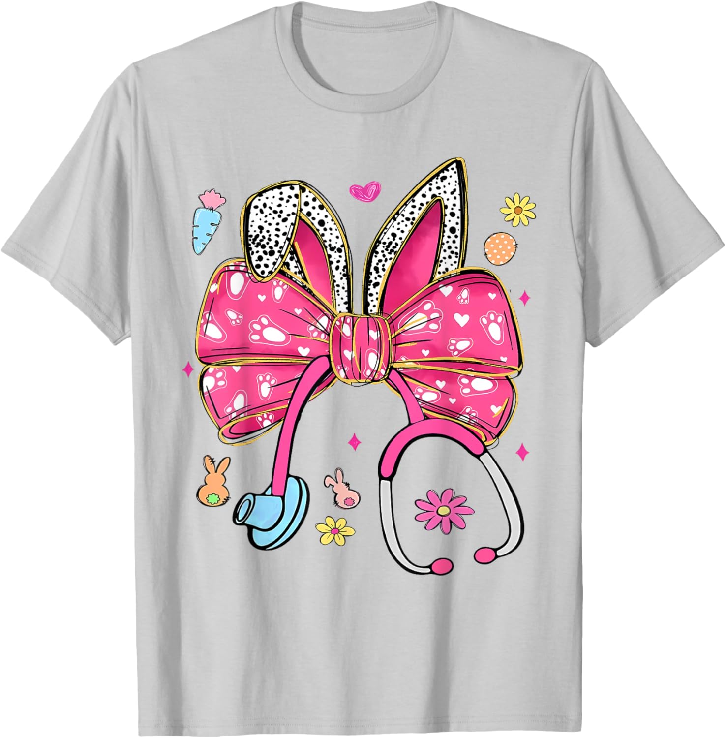 Easter Bunny Nurse Coquette Bow Stethoscope Nurse Easter Day T-Shirt