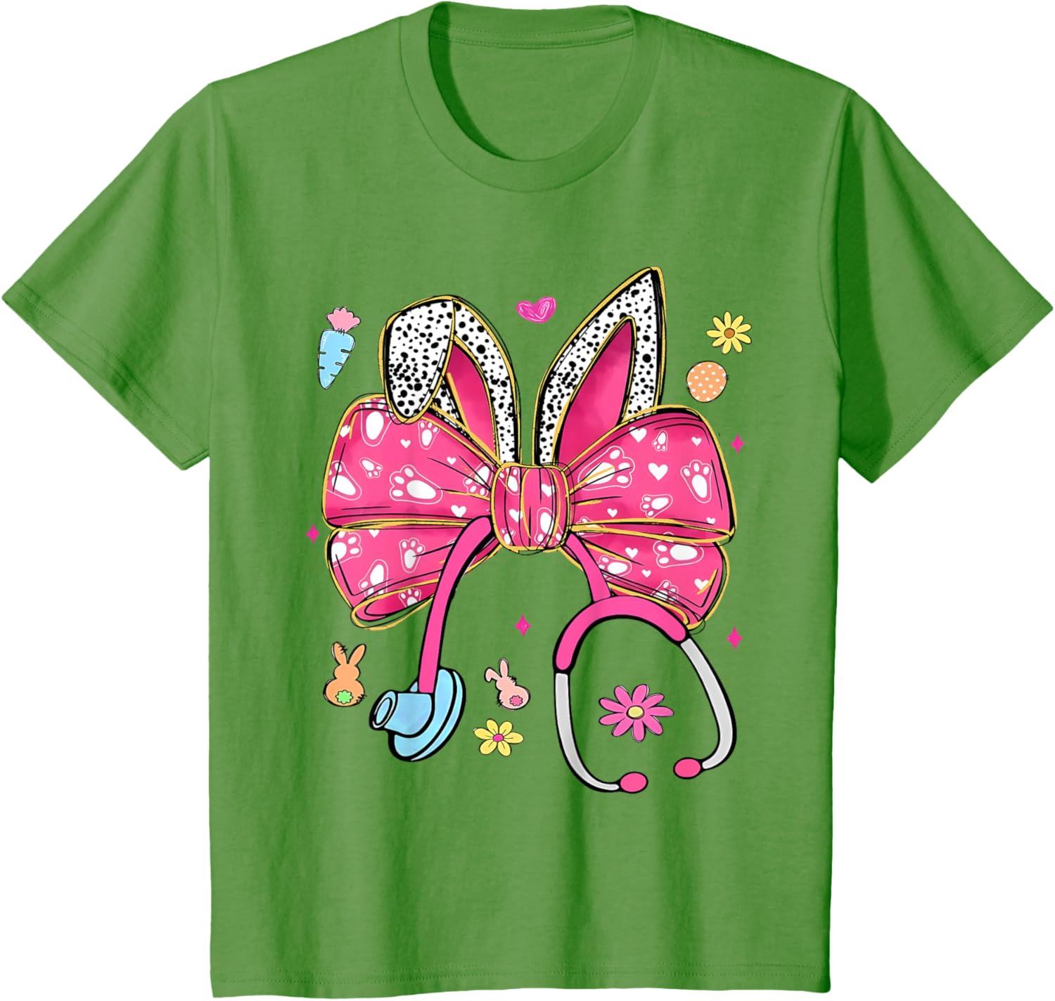 Easter Bunny Nurse Coquette Bow Stethoscope Nurse Easter Day T-Shirt