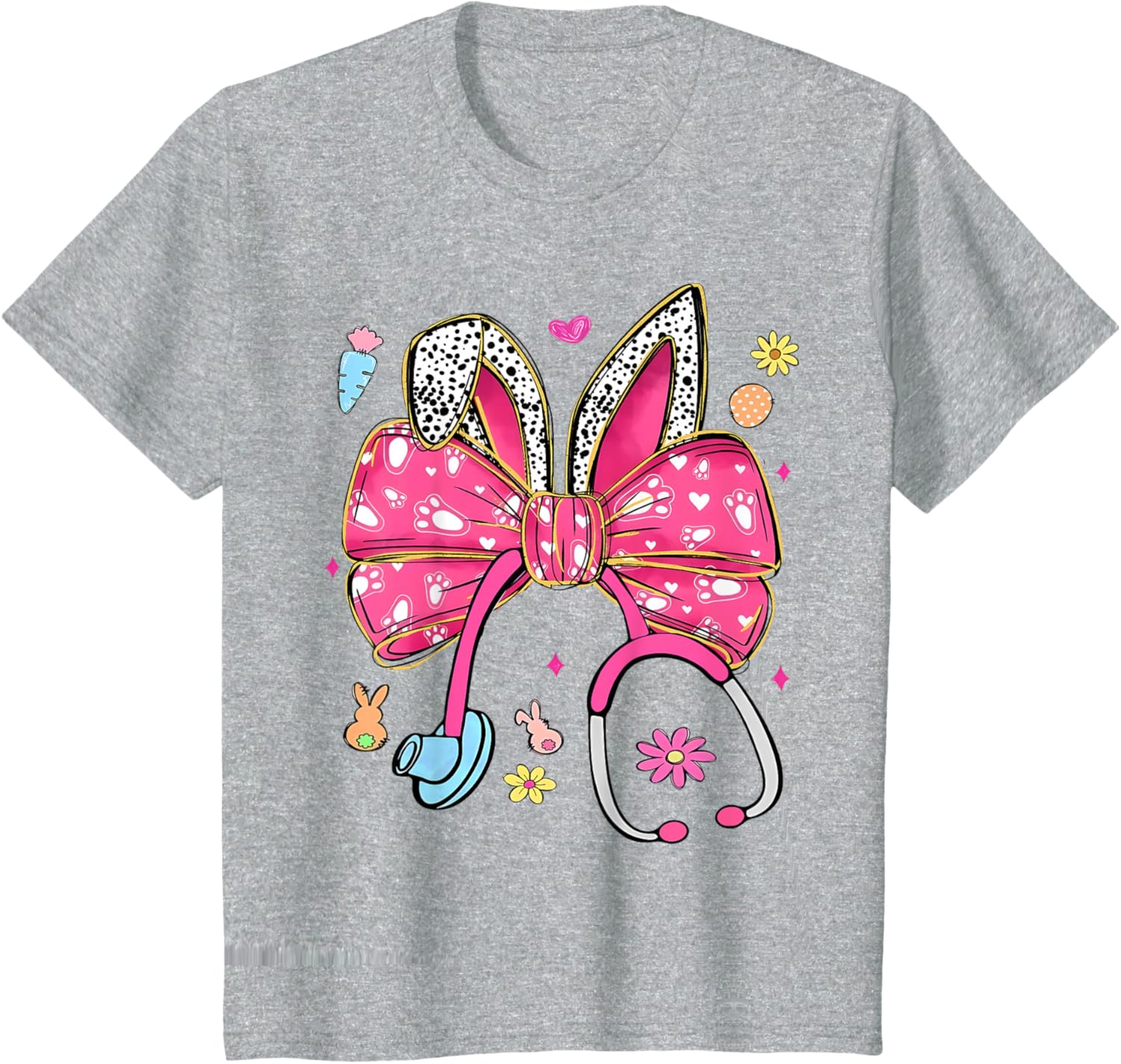 Easter Bunny Nurse Coquette Bow Stethoscope Nurse Easter Day T-Shirt