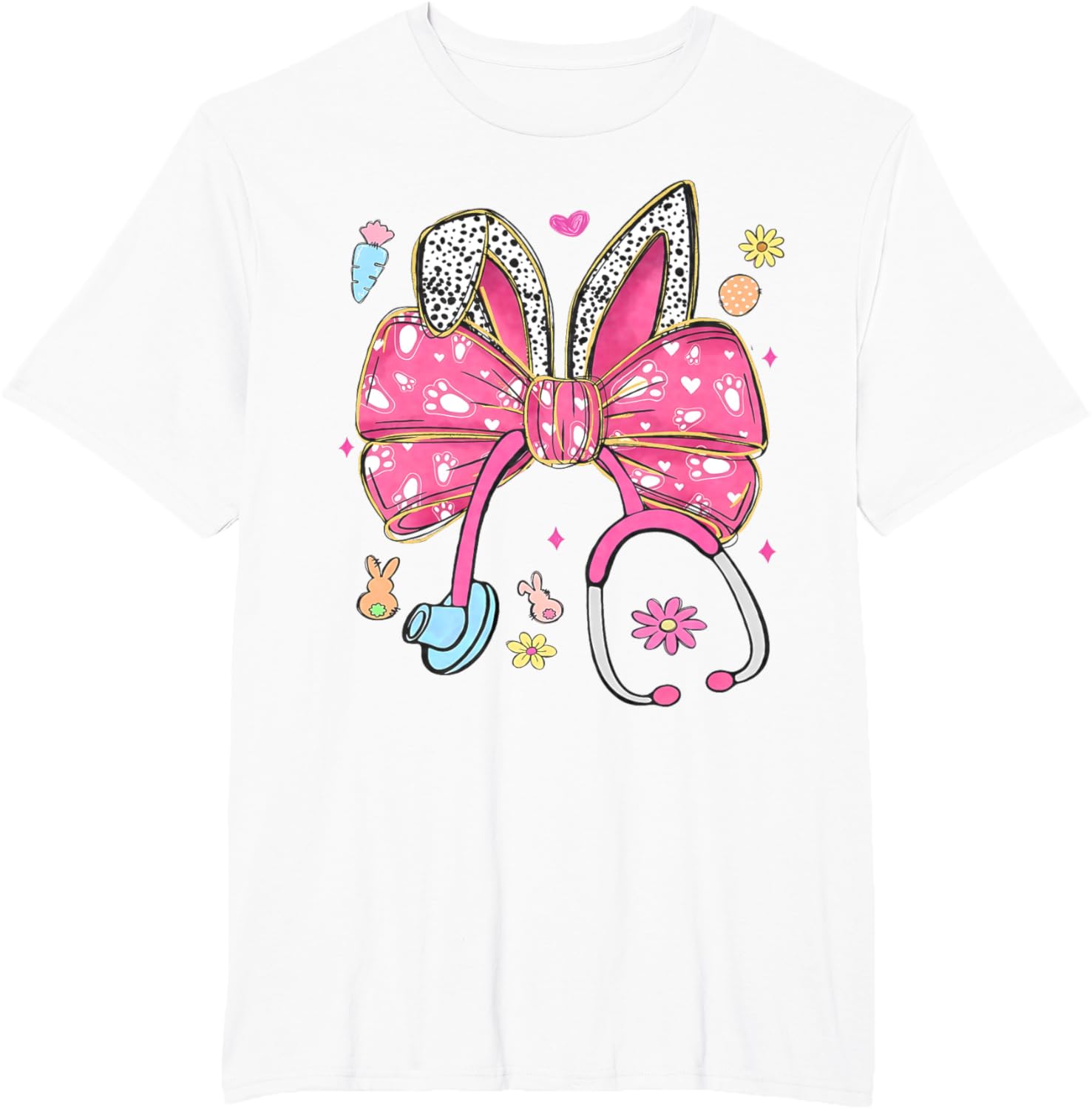 Easter Bunny Nurse Coquette Bow Stethoscope Nurse Easter Day T-Shirt