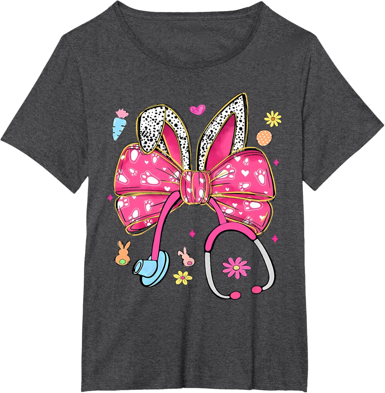 Easter Bunny Nurse Coquette Bow Stethoscope Nurse Easter Day T-Shirt