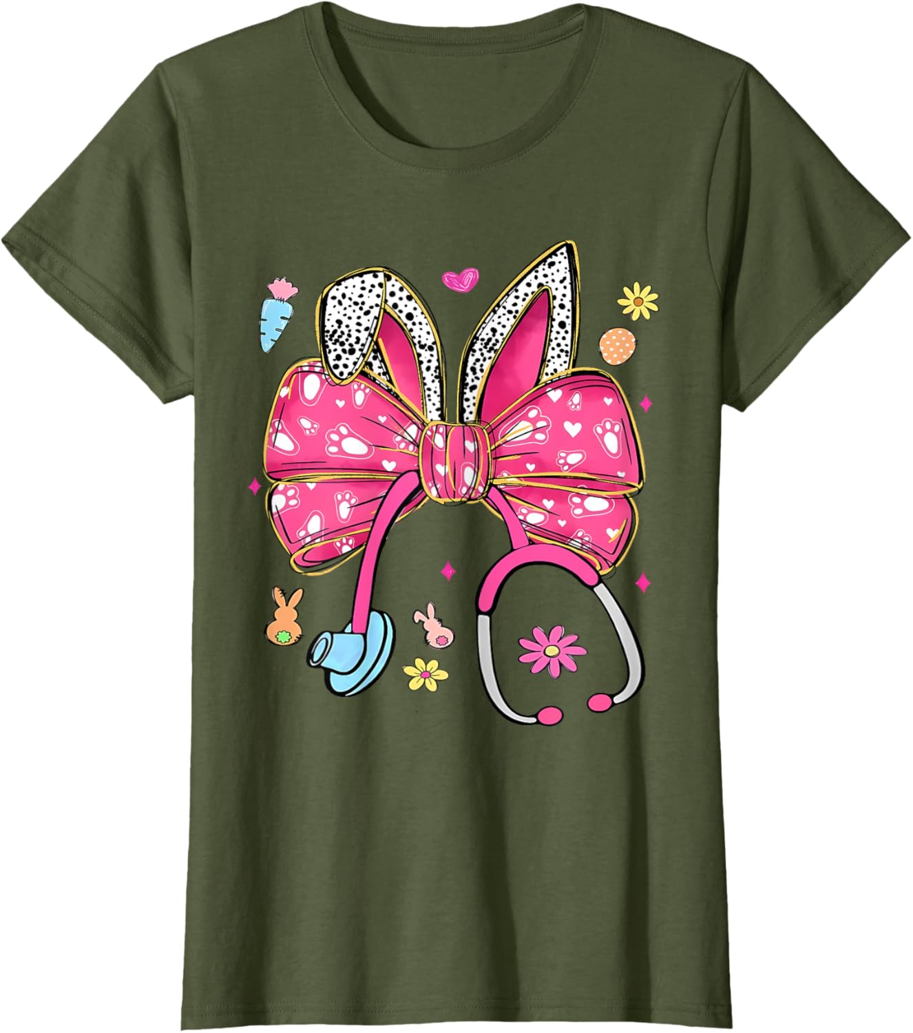 Easter Bunny Nurse Coquette Bow Stethoscope Nurse Easter Day T-Shirt