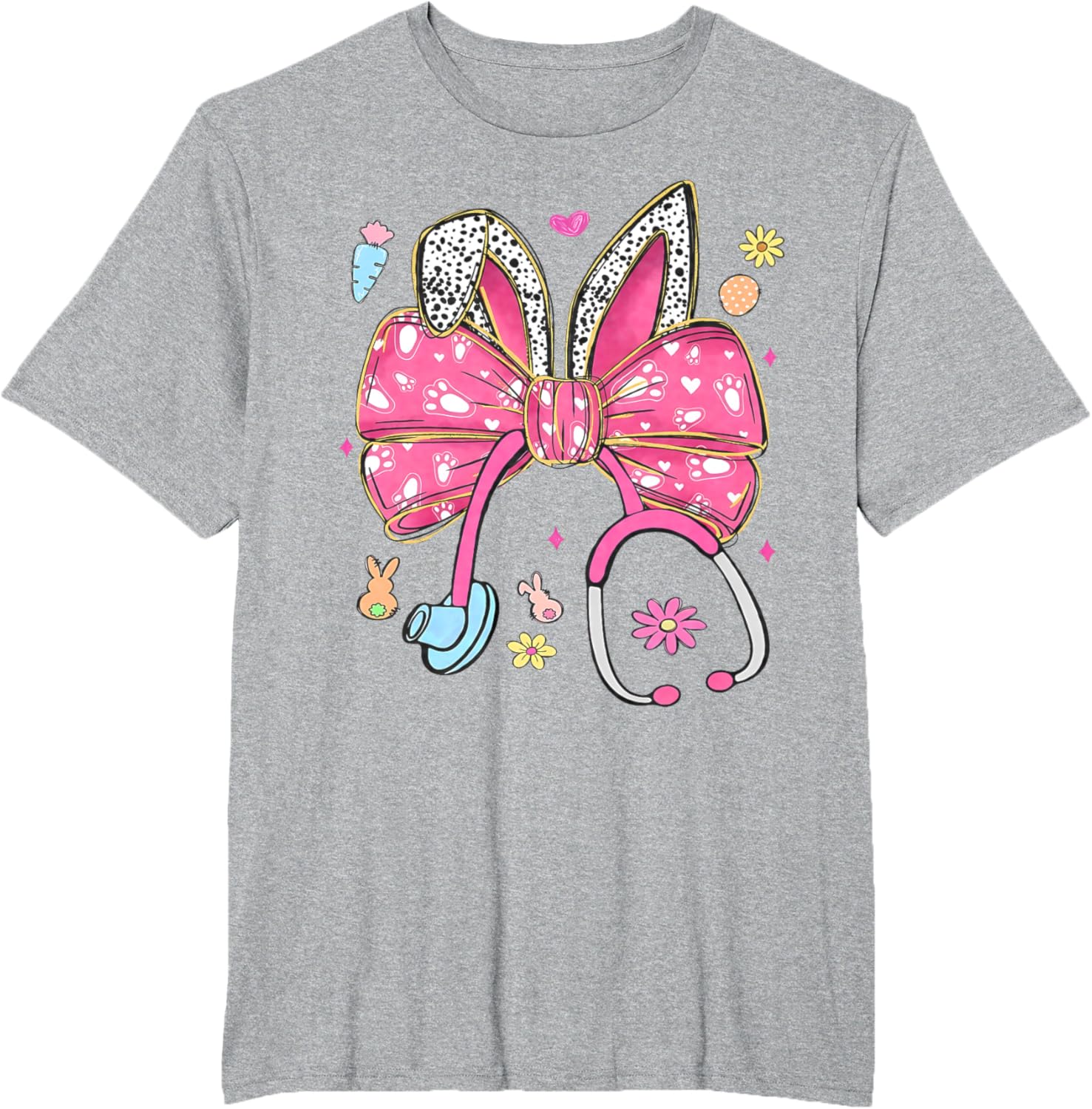 Easter Bunny Nurse Coquette Bow Stethoscope Nurse Easter Day T-Shirt