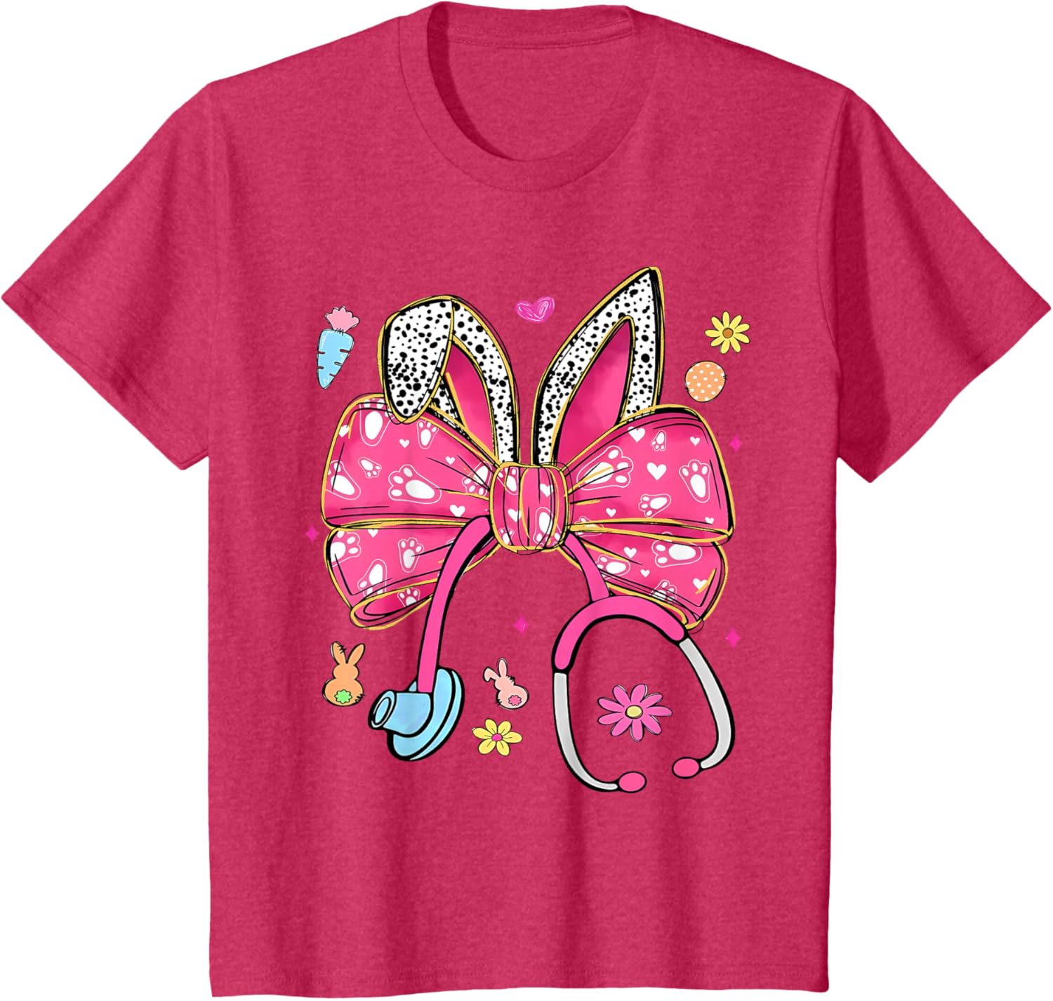 Easter Bunny Nurse Coquette Bow Stethoscope Nurse Easter Day T-Shirt