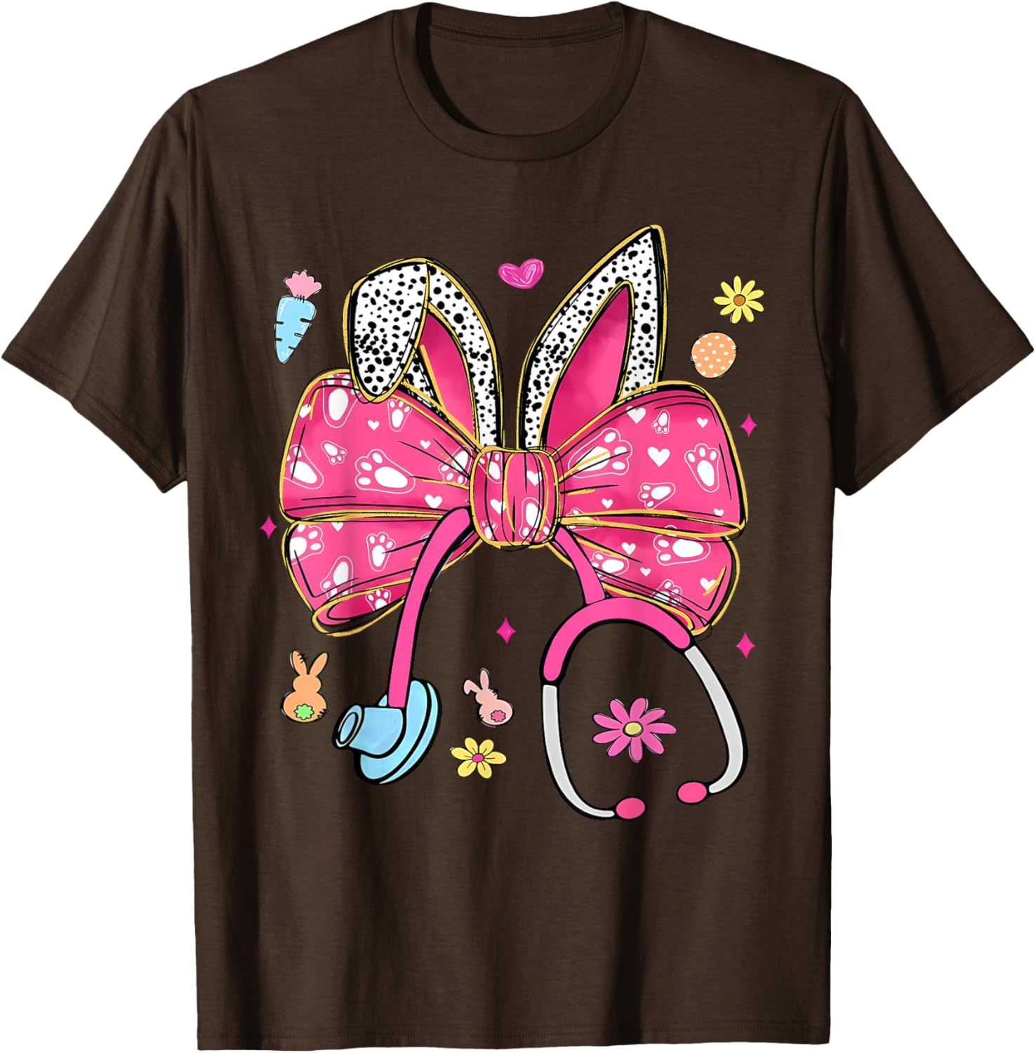 Easter Bunny Nurse Coquette Bow Stethoscope Nurse Easter Day T-Shirt