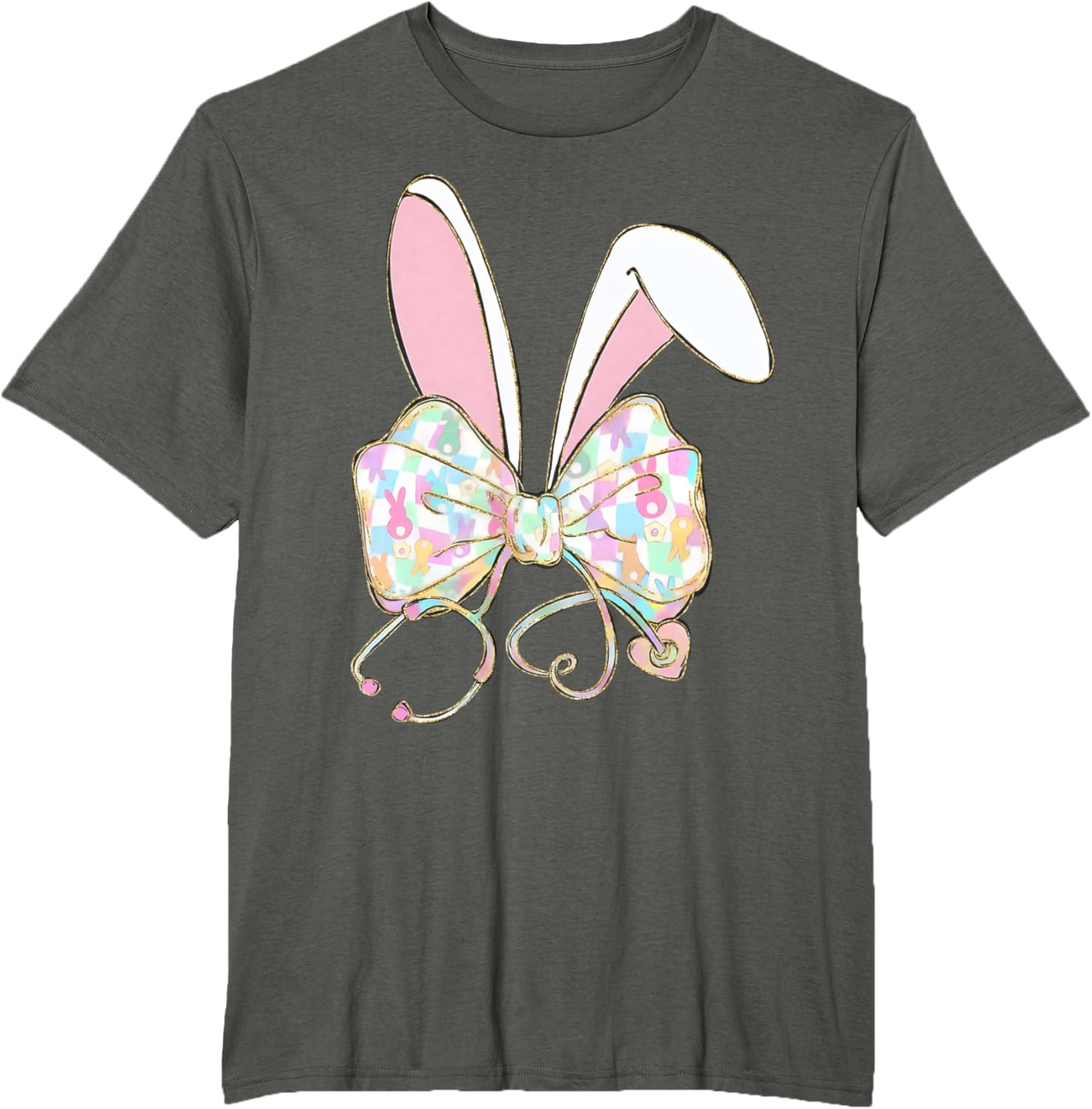 Easter Bunny Nurse Stethoscope Bow Doctor Rabbit Coquette T-Shirt