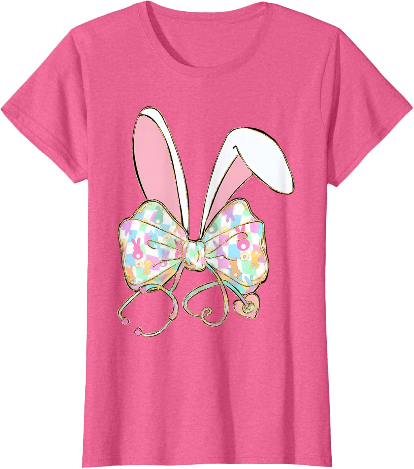 Easter Bunny Nurse Stethoscope Bow Doctor Rabbit Coquette T-Shirt