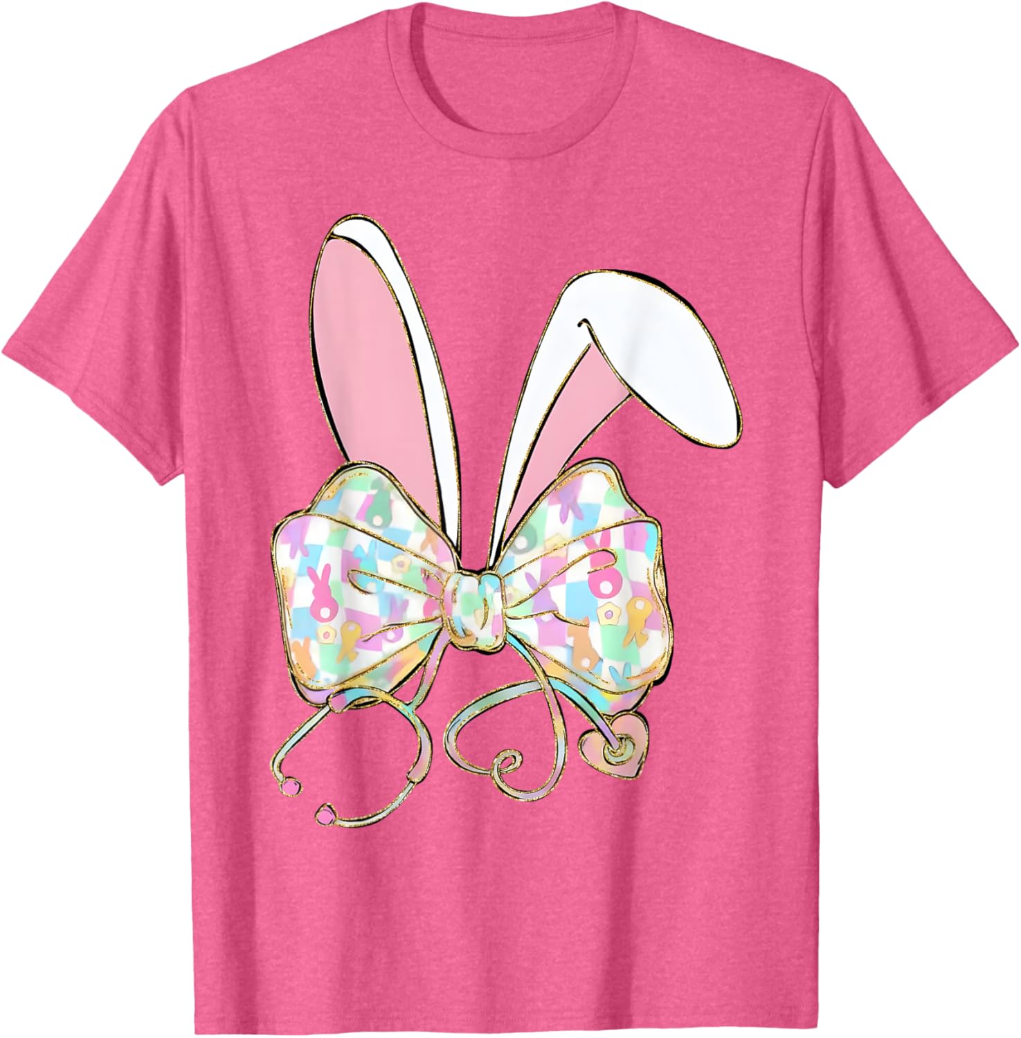 Easter Bunny Nurse Stethoscope Bow Doctor Rabbit Coquette T-Shirt