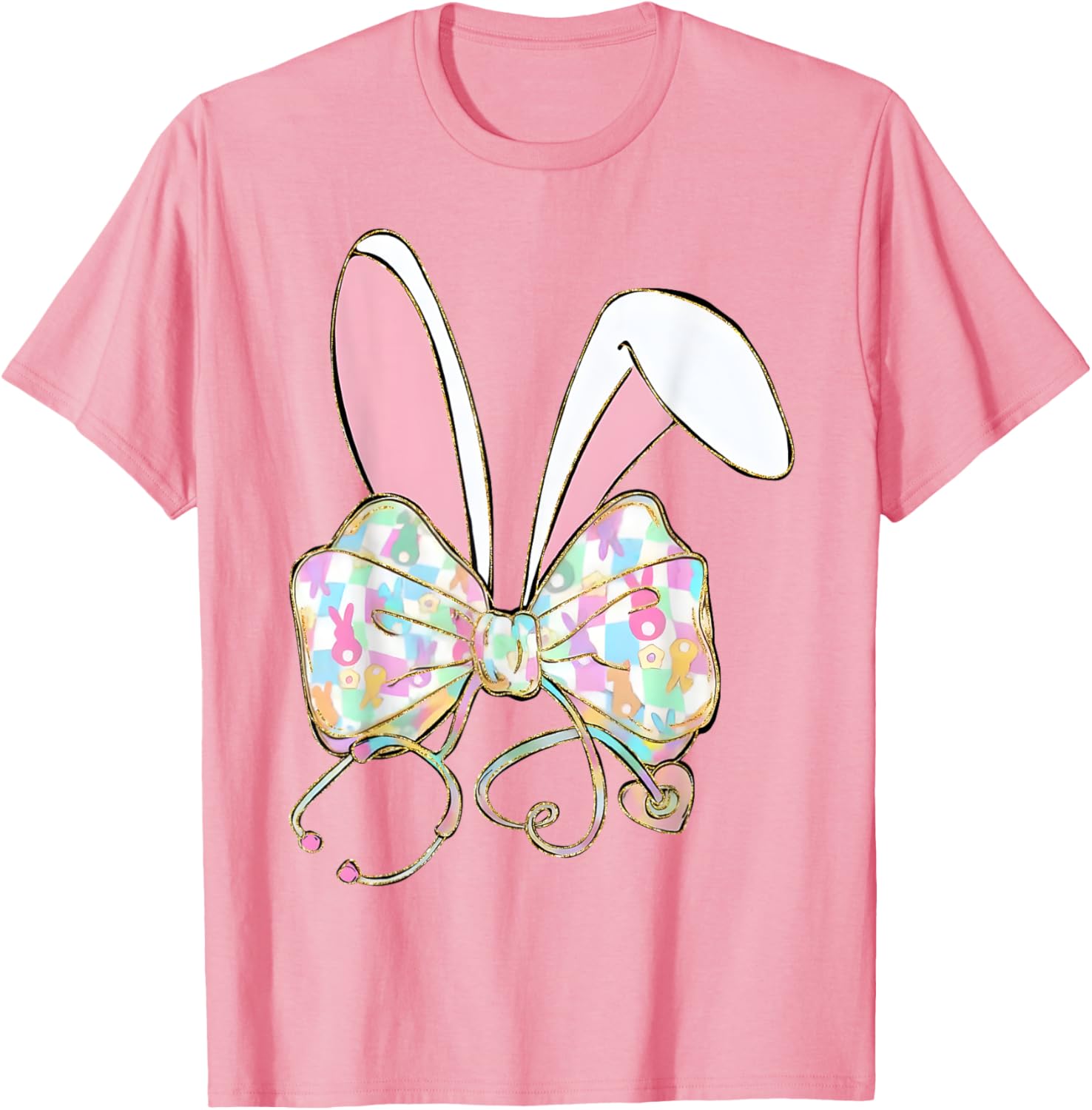 Easter Bunny Nurse Stethoscope Bow Doctor Rabbit Coquette T-Shirt