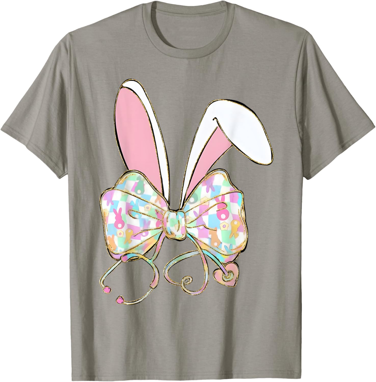 Easter Bunny Nurse Stethoscope Bow Doctor Rabbit Coquette T-Shirt