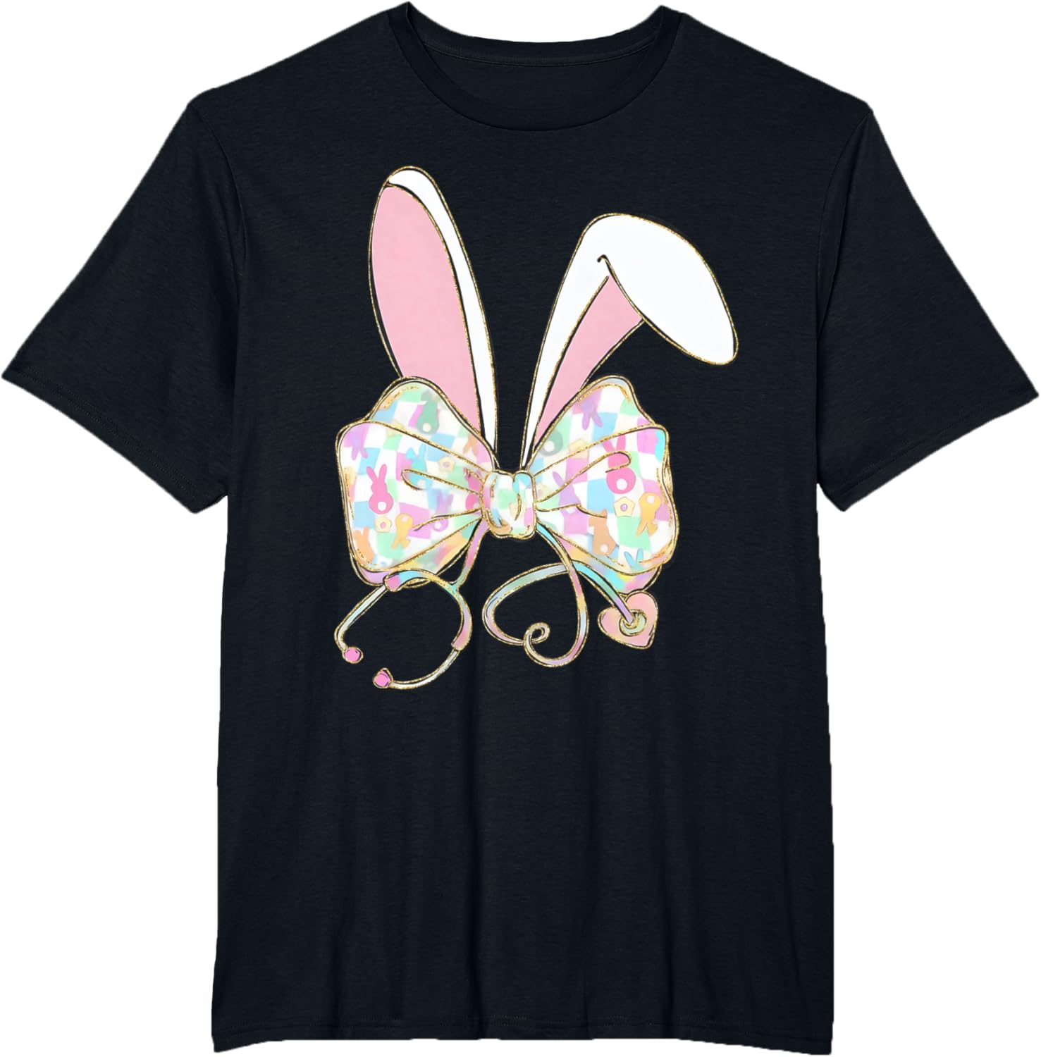 Easter Bunny Nurse Stethoscope Bow Doctor Rabbit Coquette T-Shirt