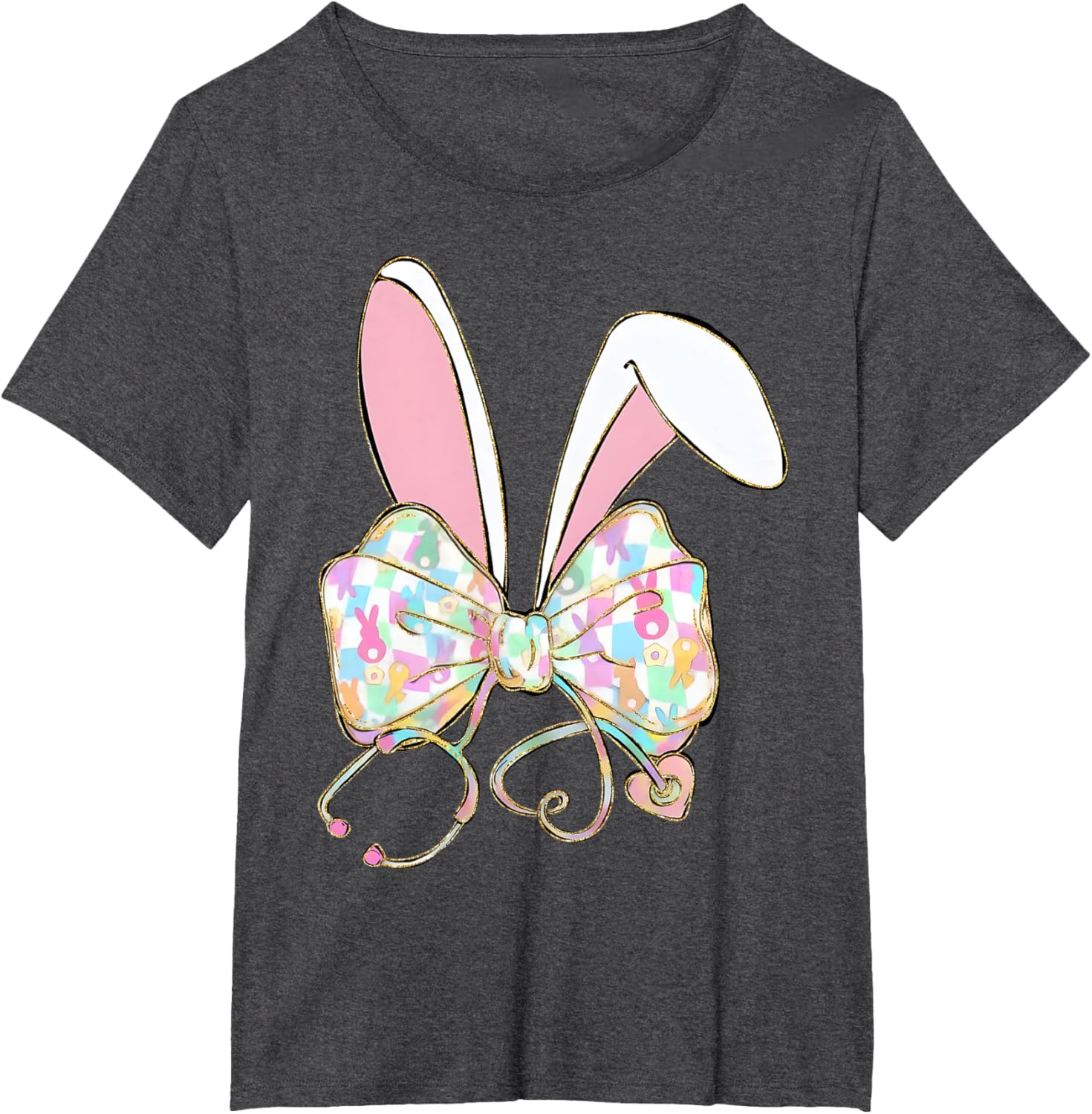 Easter Bunny Nurse Stethoscope Bow Doctor Rabbit Coquette T-Shirt