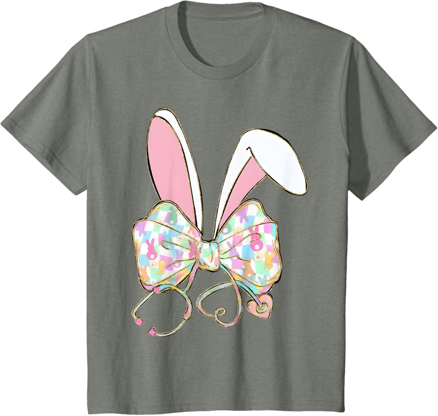 Easter Bunny Nurse Stethoscope Bow Doctor Rabbit Coquette T-Shirt