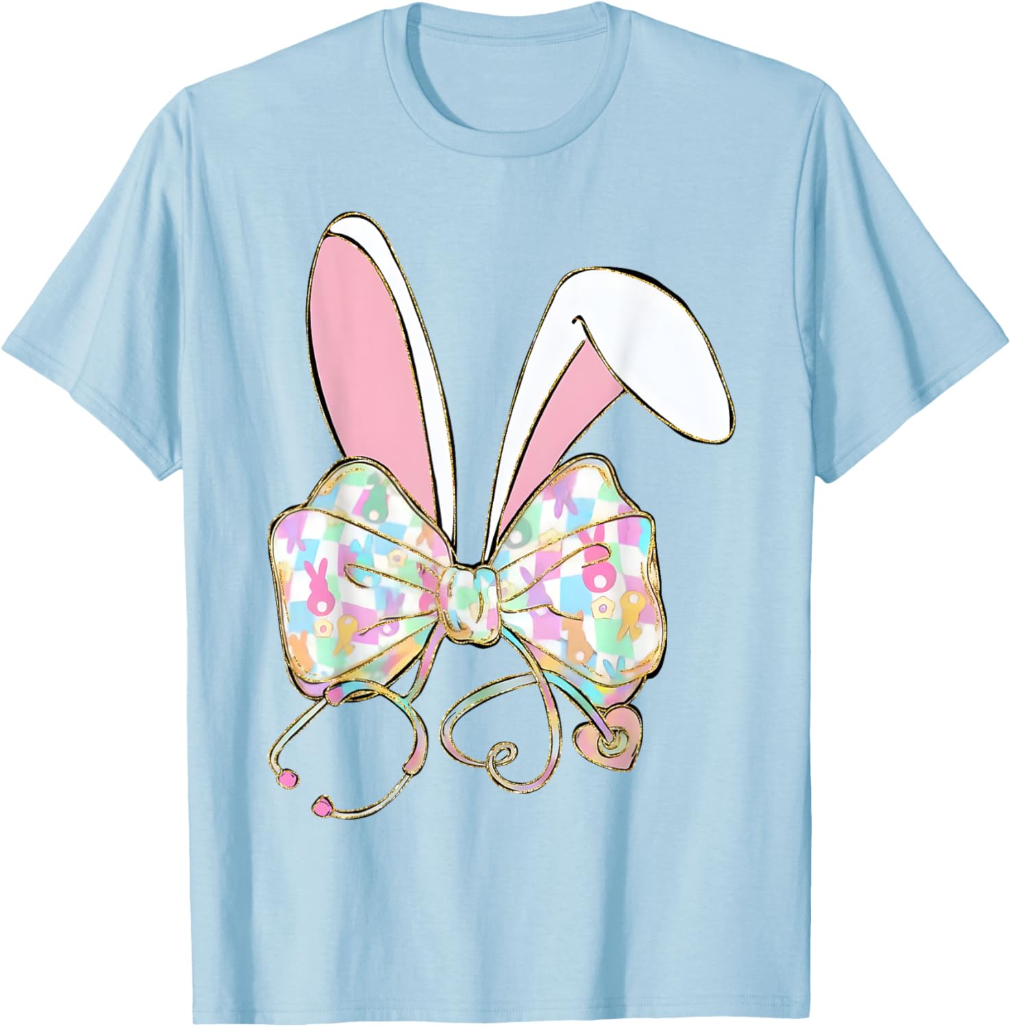 Easter Bunny Nurse Stethoscope Bow Doctor Rabbit Coquette T-Shirt