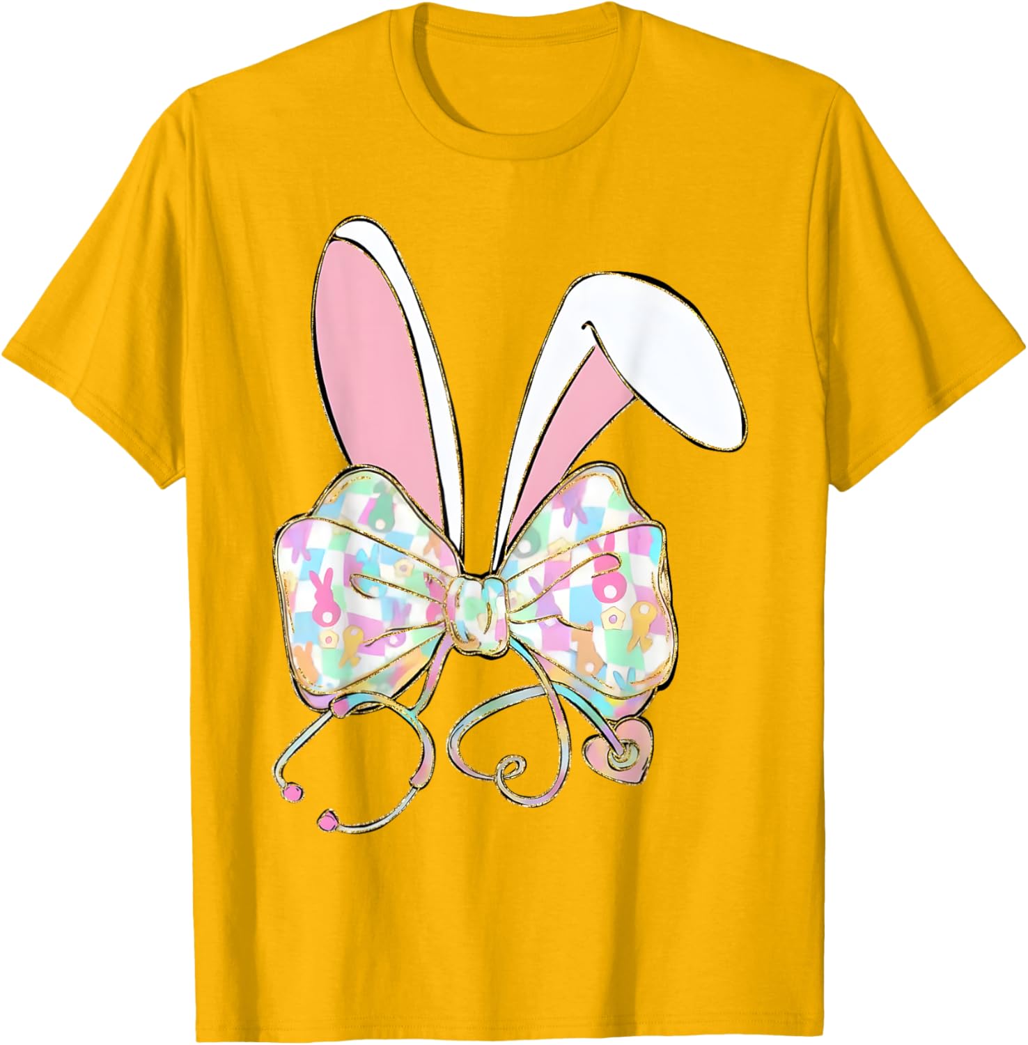 Easter Bunny Nurse Stethoscope Bow Doctor Rabbit Coquette T-Shirt